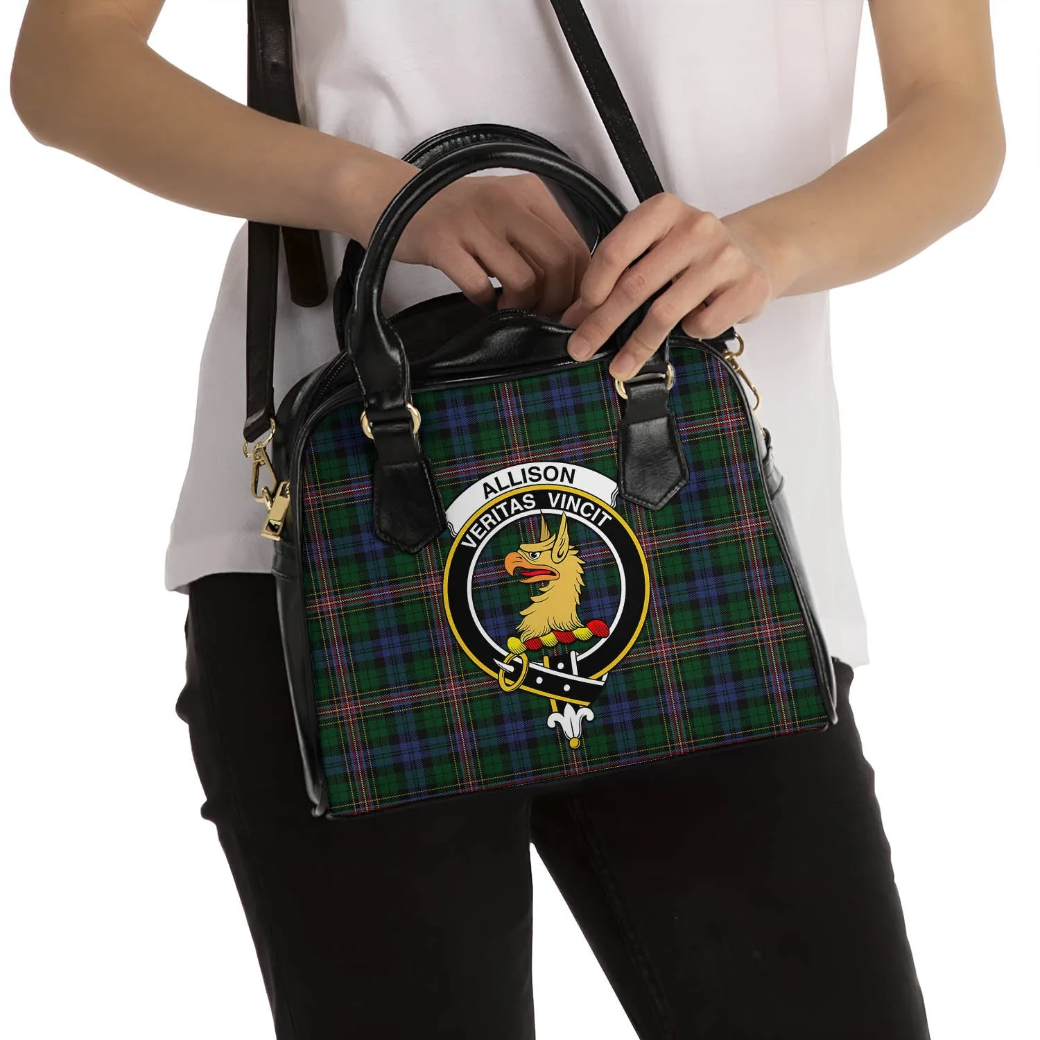 Allison Tartan Shoulder Handbags with Family Crest