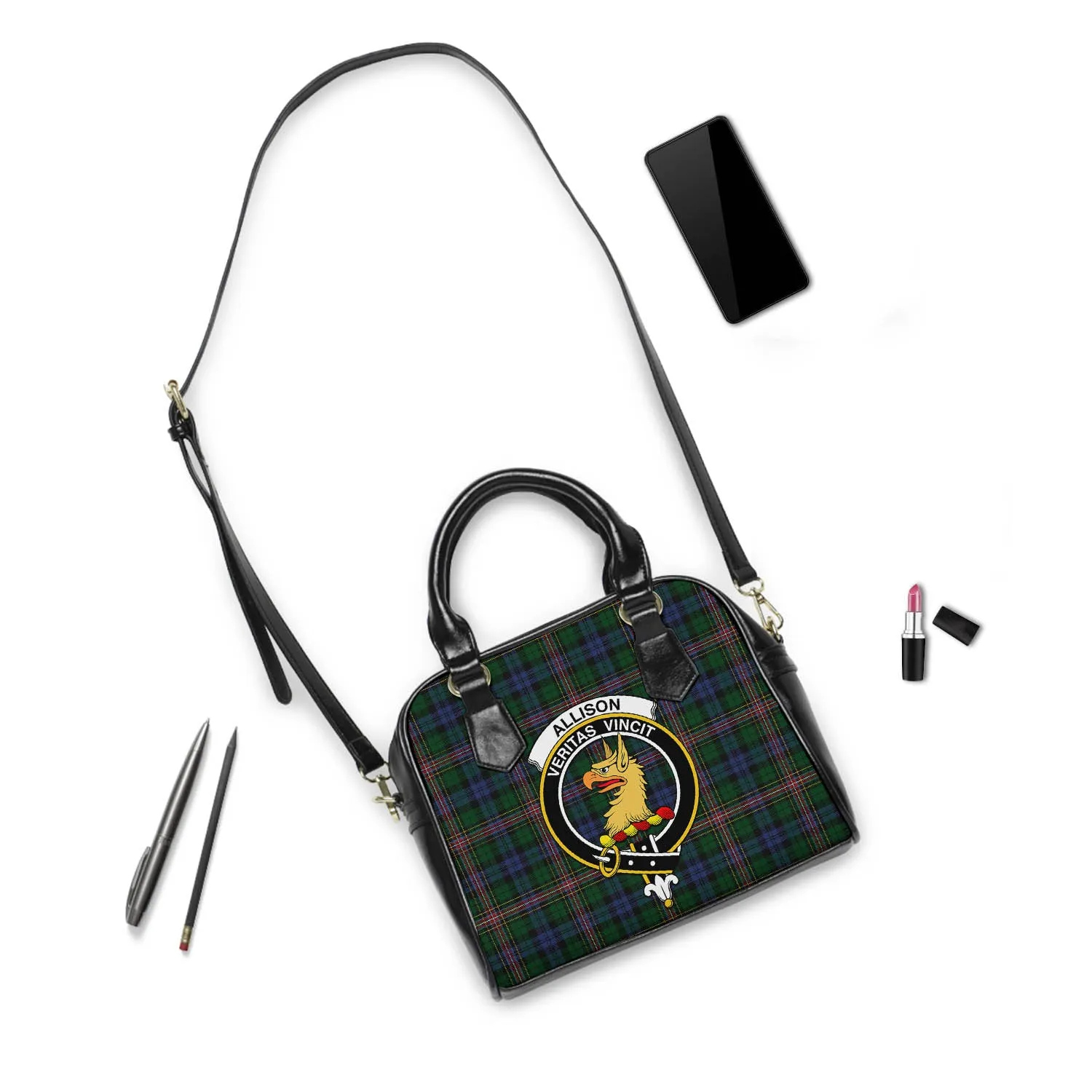 Allison Tartan Shoulder Handbags with Family Crest