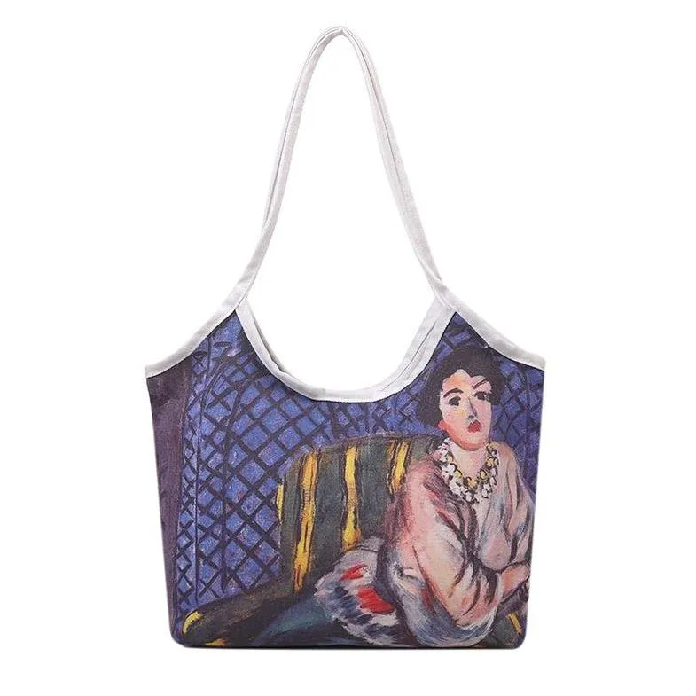 Art Hoe Oil Drawing Paint Canvas Tote Bag