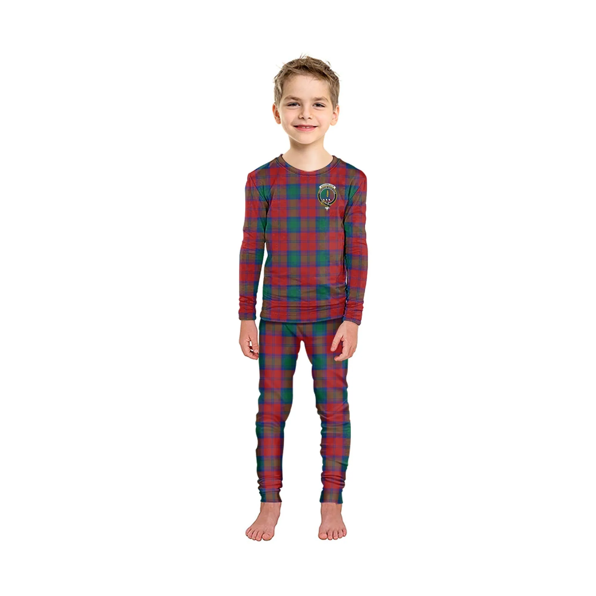 Auchinleck (Affleck) Tartan Pajamas Family Set with Family Crest