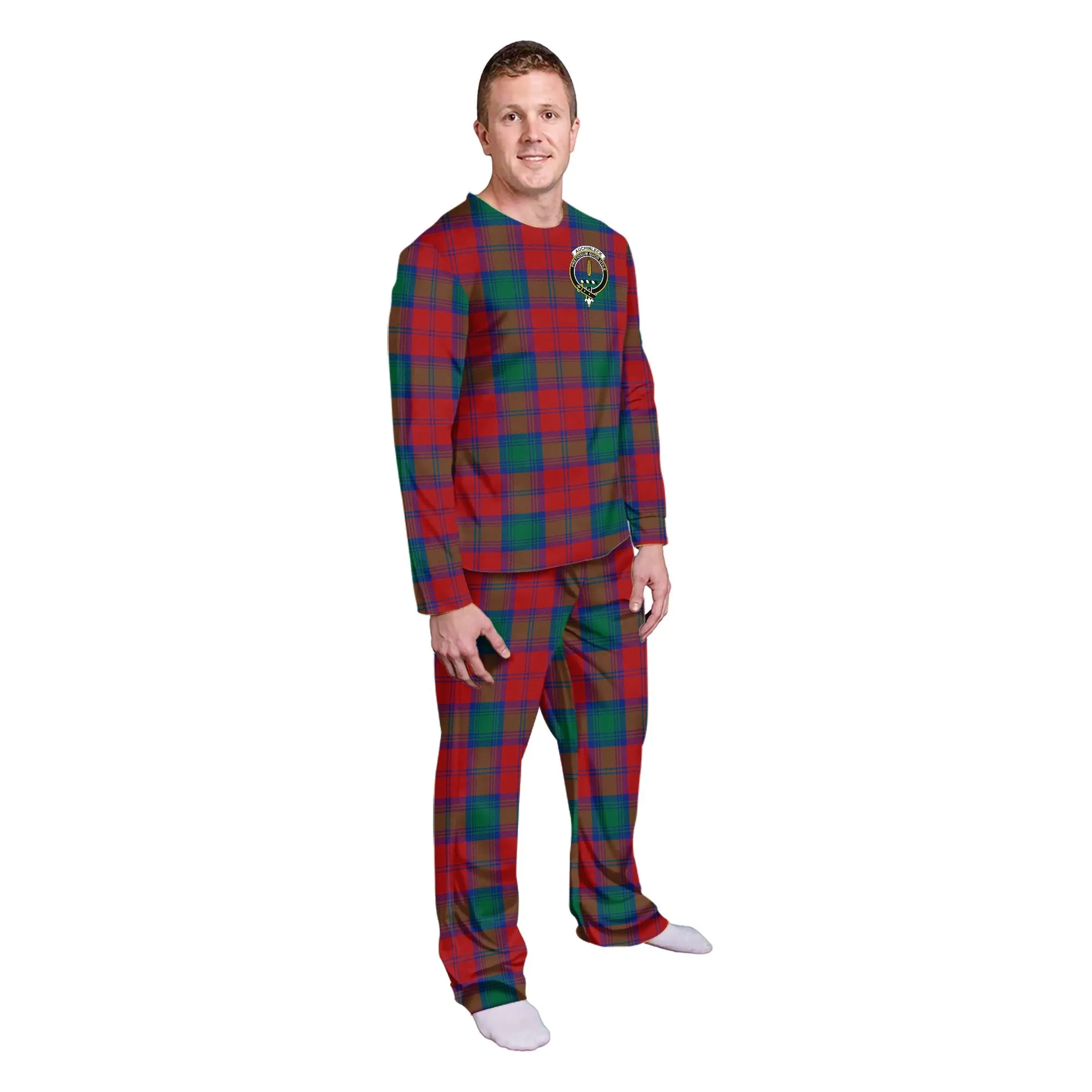 Auchinleck (Affleck) Tartan Pajamas Family Set with Family Crest