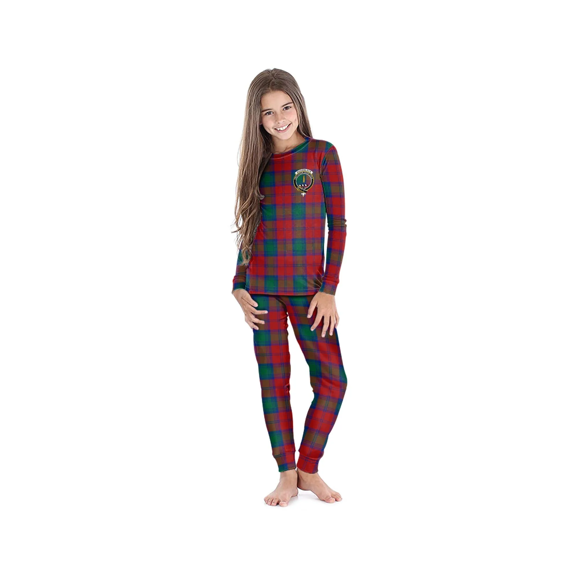 Auchinleck (Affleck) Tartan Pajamas Family Set with Family Crest