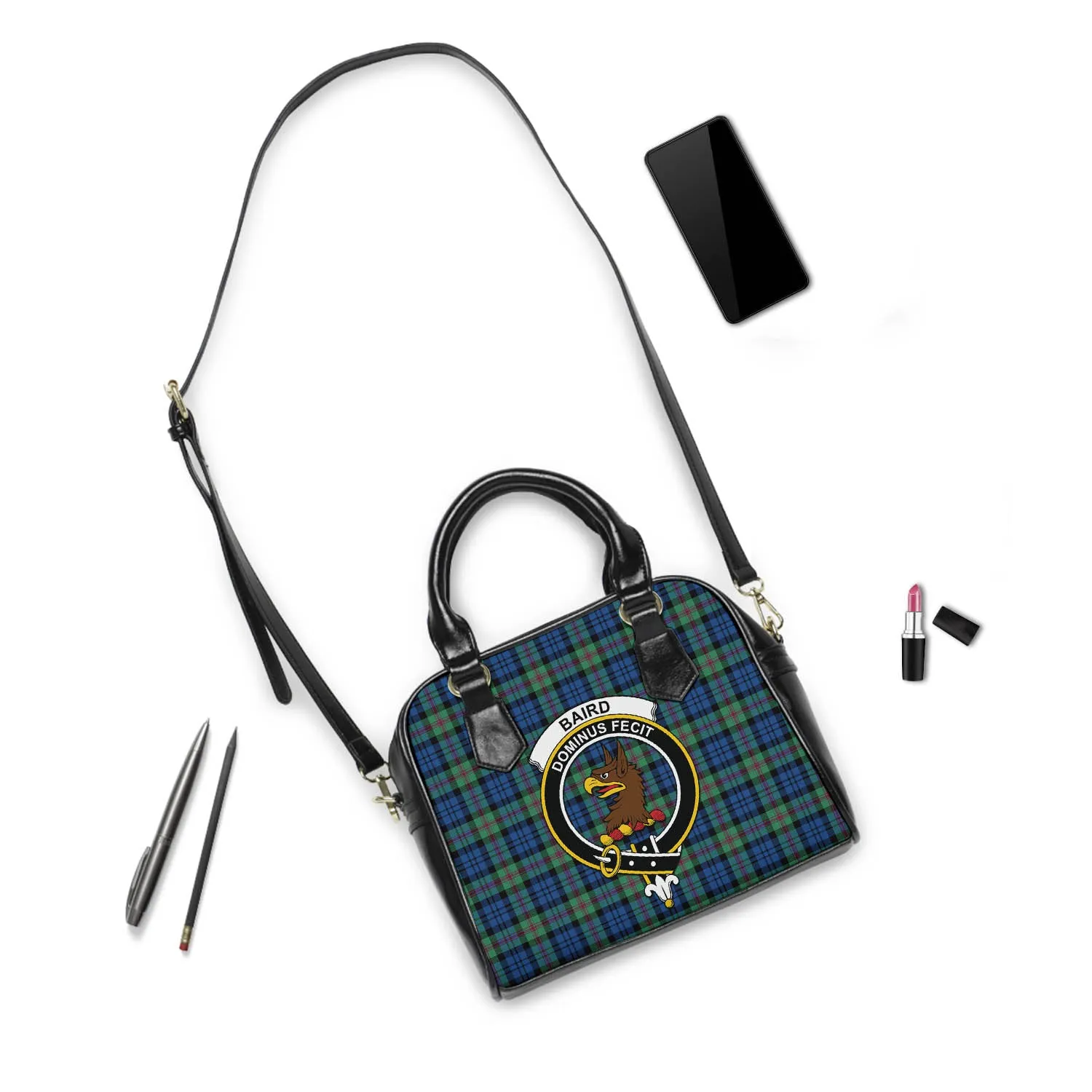 Baird Ancient Tartan Shoulder Handbags with Family Crest