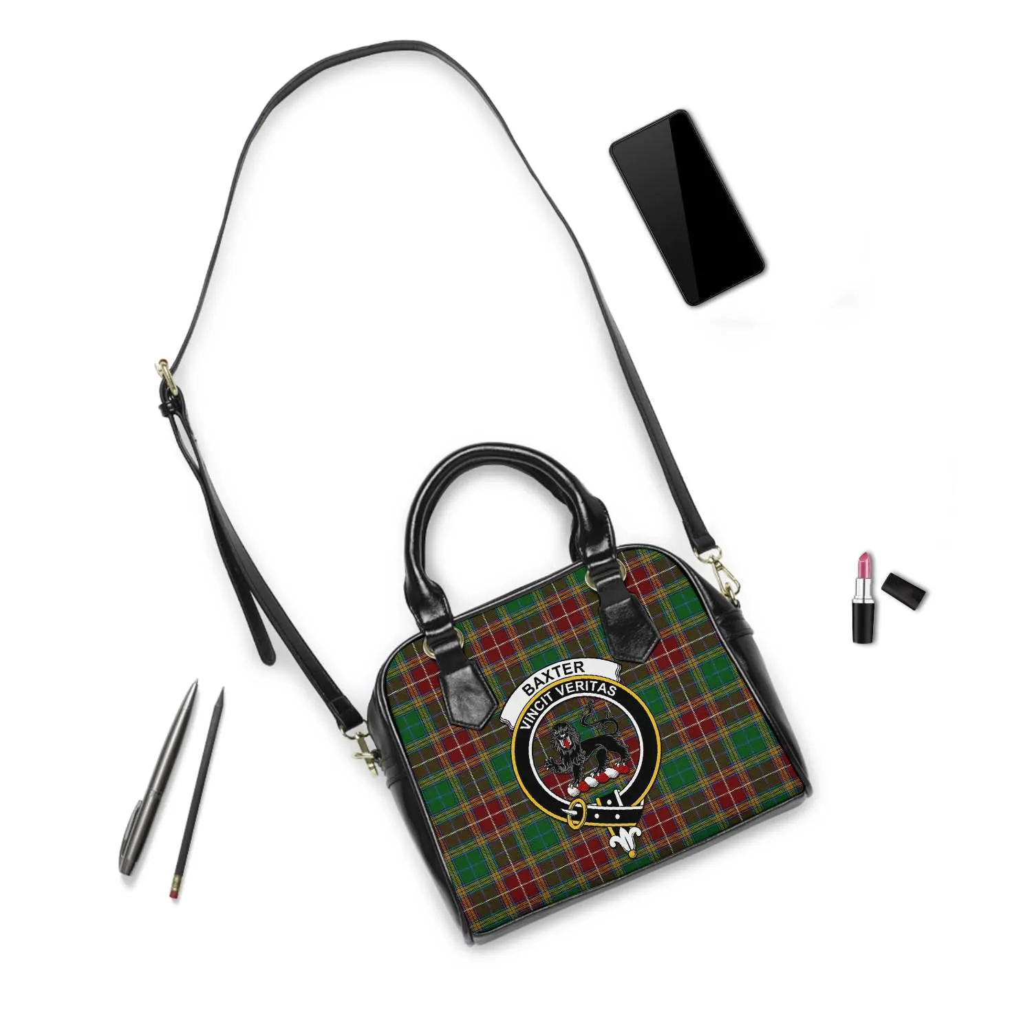 Baxter Tartan Shoulder Handbags with Family Crest