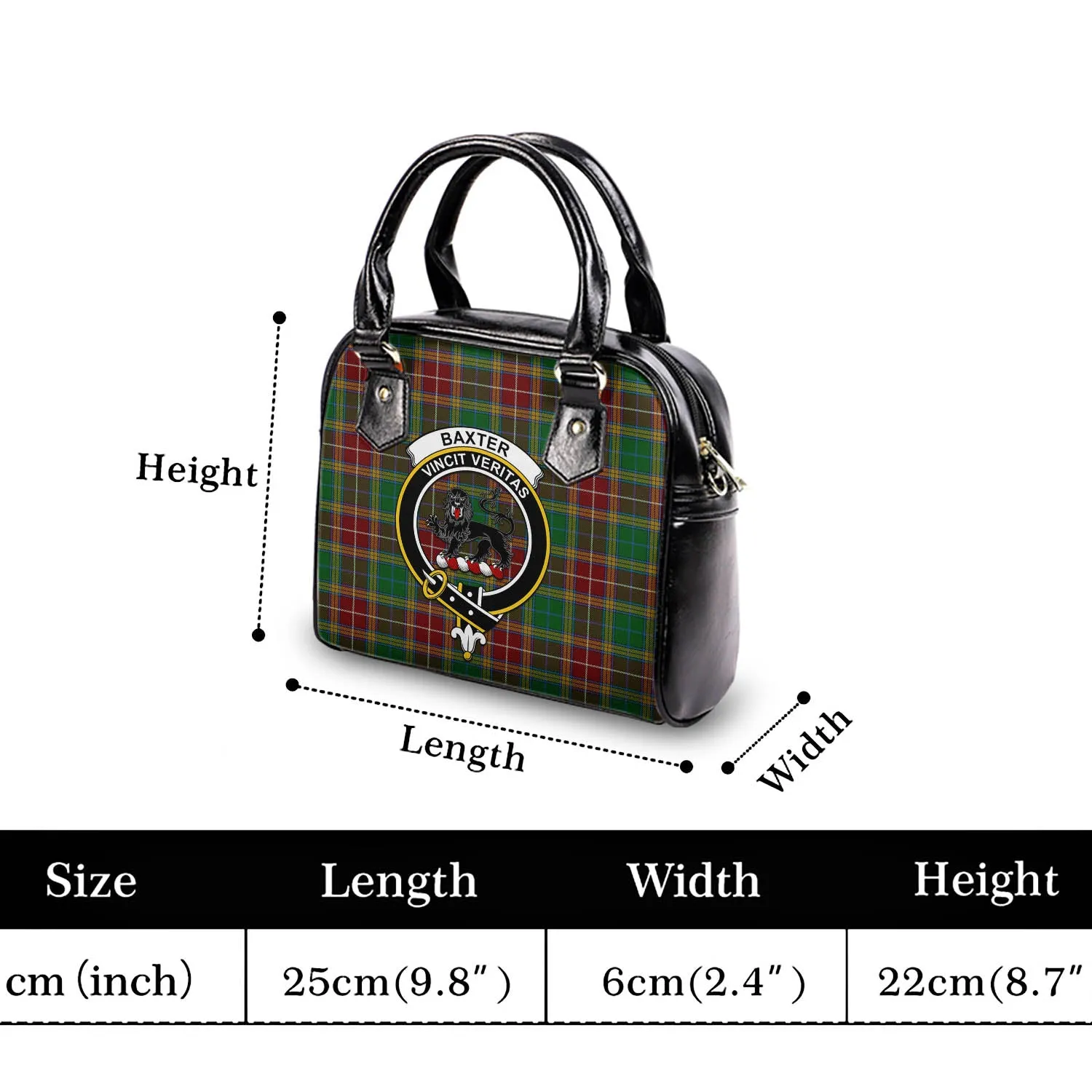 Baxter Tartan Shoulder Handbags with Family Crest