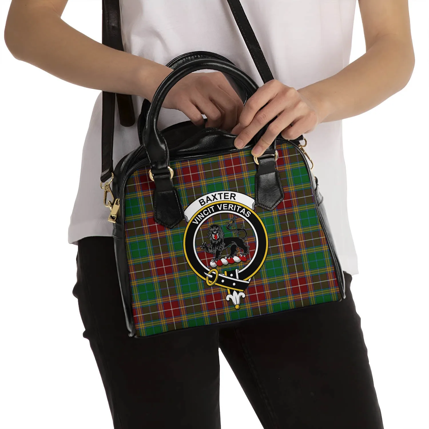 Baxter Tartan Shoulder Handbags with Family Crest