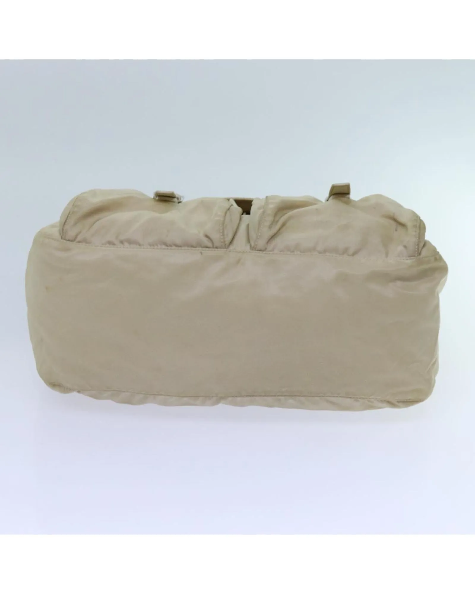 Beige Nylon Shoulder Bag with Adjustable Strap - Italian-made