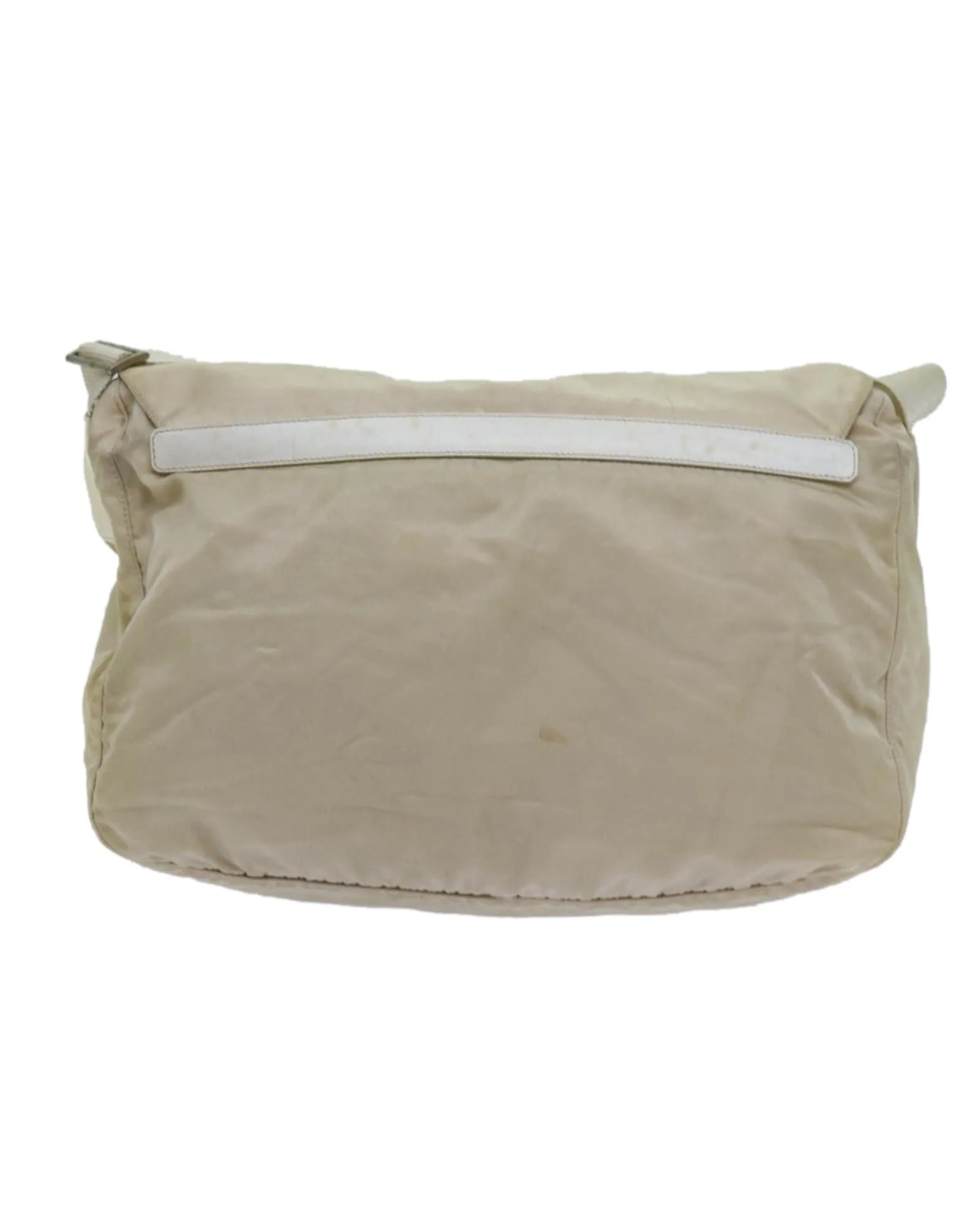 Beige Nylon Shoulder Bag with Adjustable Strap - Italian-made