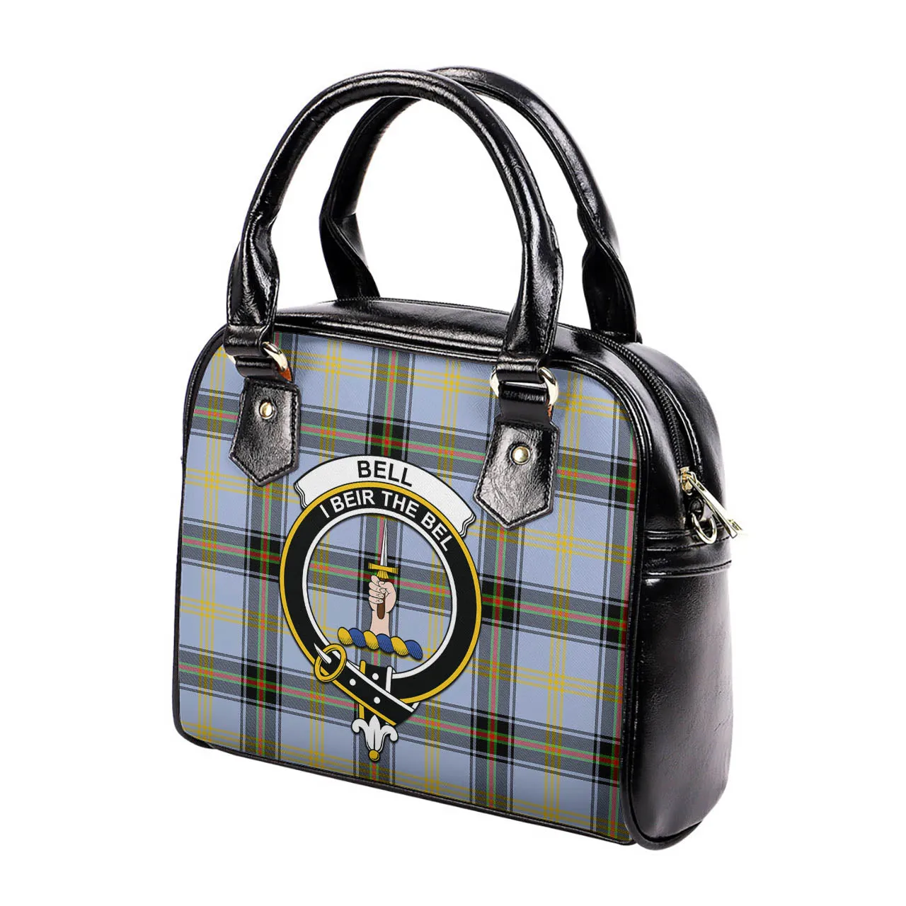 Bell Tartan Shoulder Handbags with Family Crest