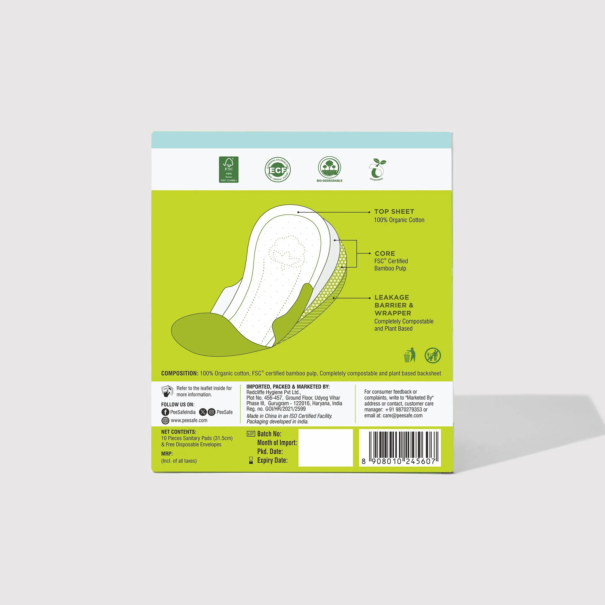 Biodegradable Sanitary Pads - Overnight (Pack of 10)