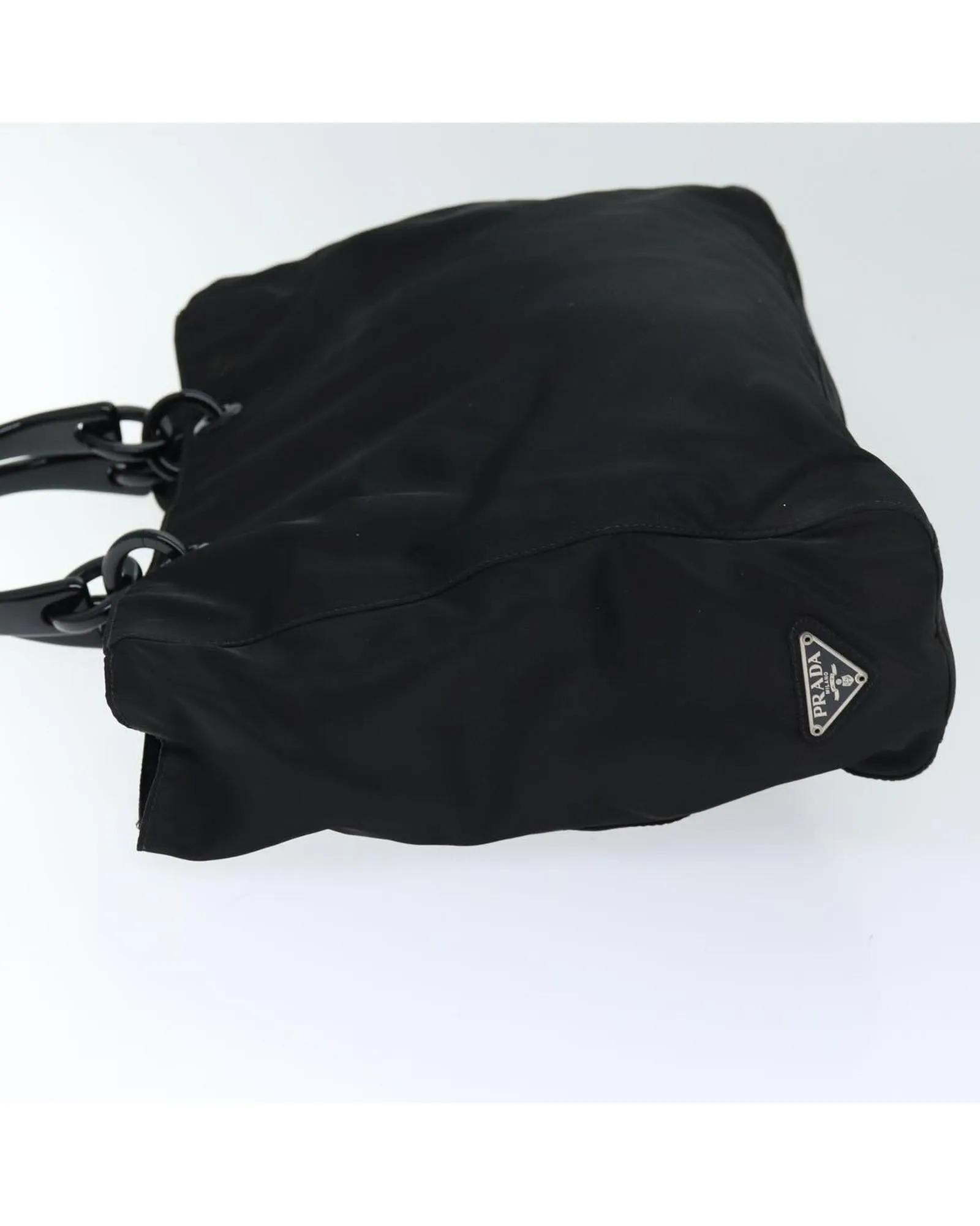 Black Nylon Hand Bag with Silver Hardware