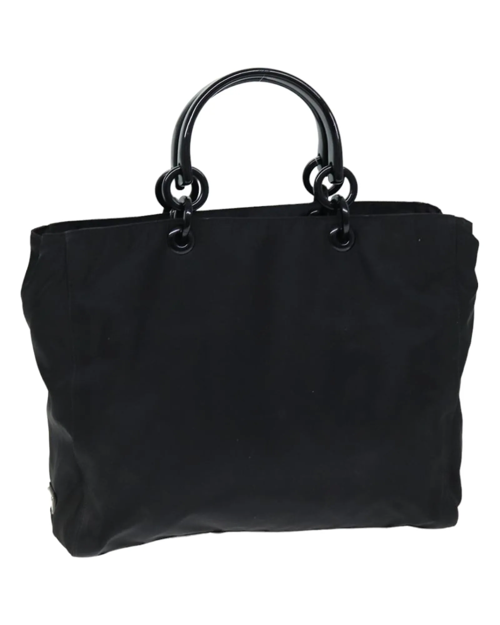 Black Nylon Hand Bag with Silver Hardware