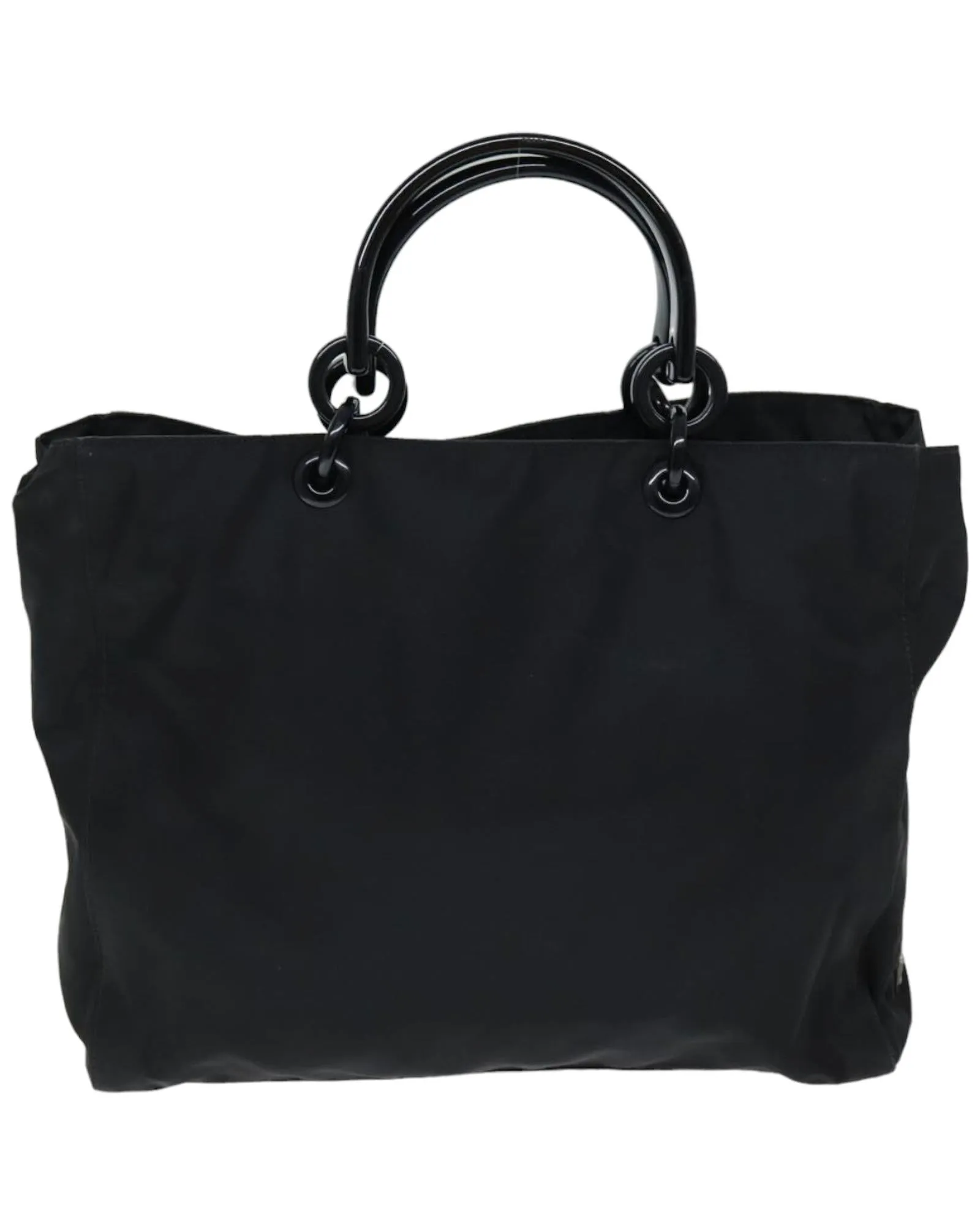 Black Nylon Hand Bag with Silver Hardware