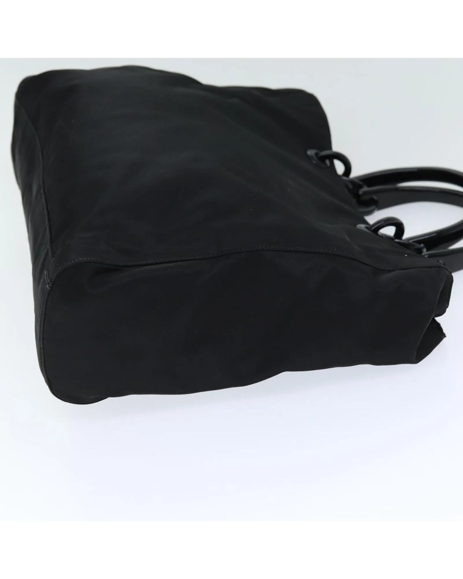 Black Nylon Hand Bag with Silver Hardware