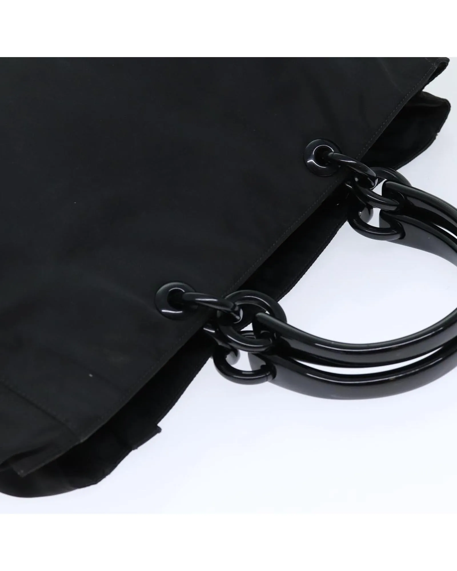 Black Nylon Hand Bag with Silver Hardware