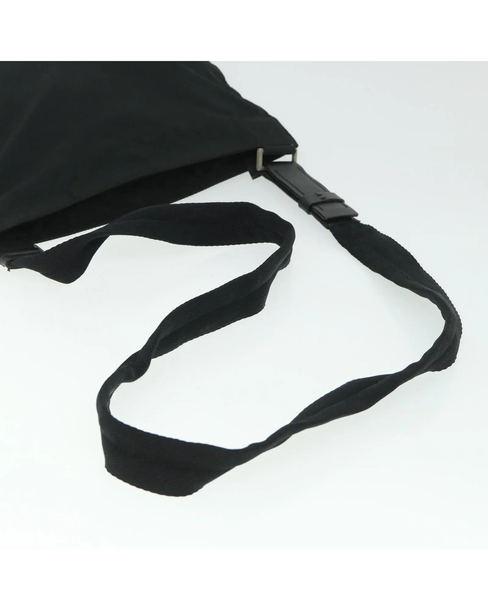 Black Nylon Shoulder Bag with Long Strap