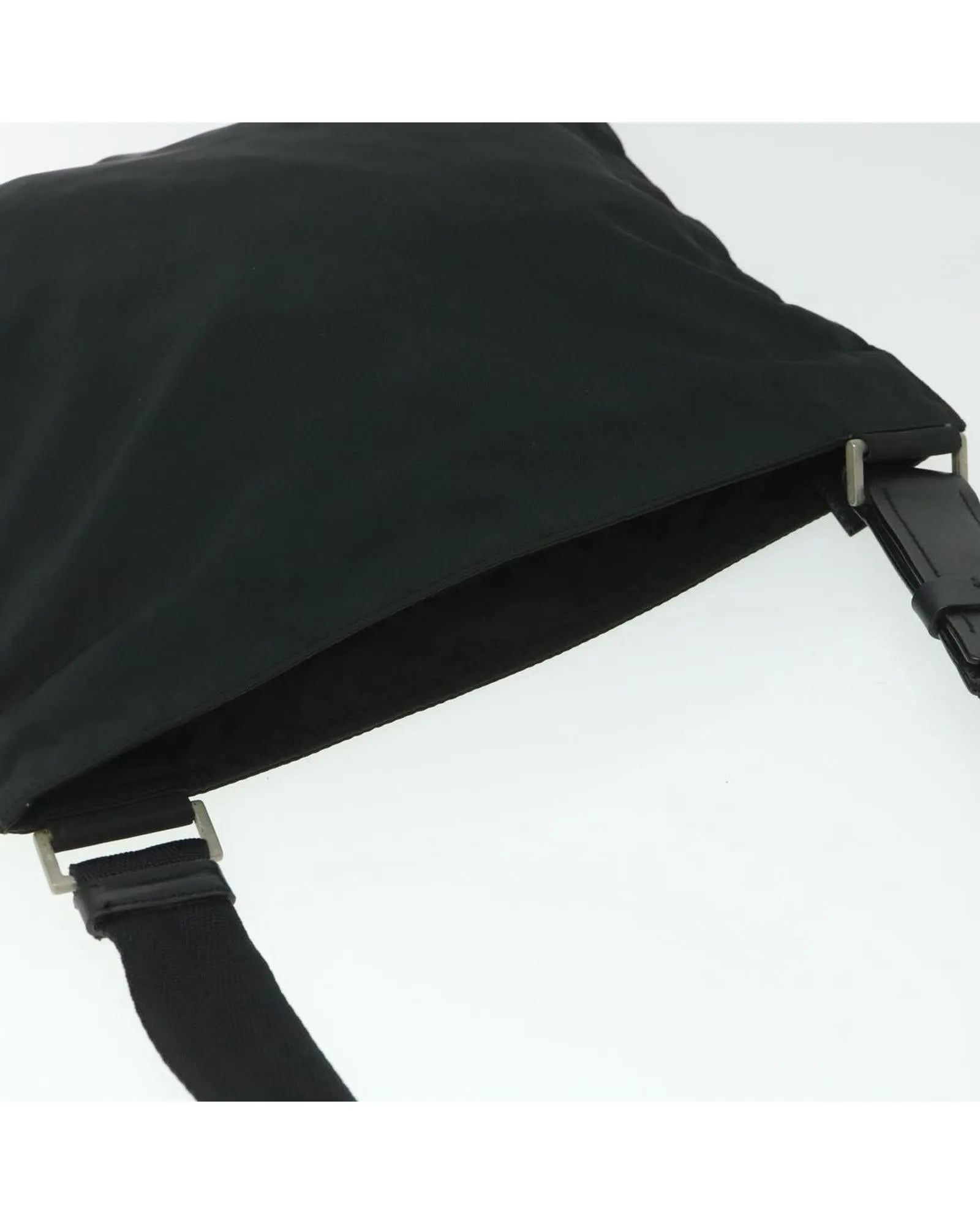 Black Nylon Shoulder Bag with Long Strap