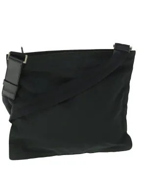 Black Nylon Shoulder Bag with Long Strap