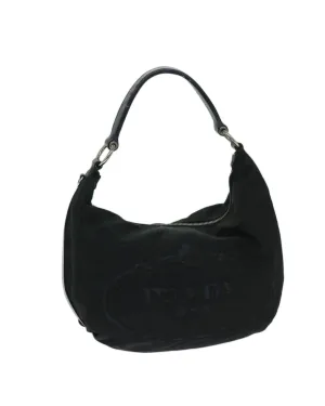 Black Nylon Shoulder Bag with Scratches and Rubbing - Made in Italy