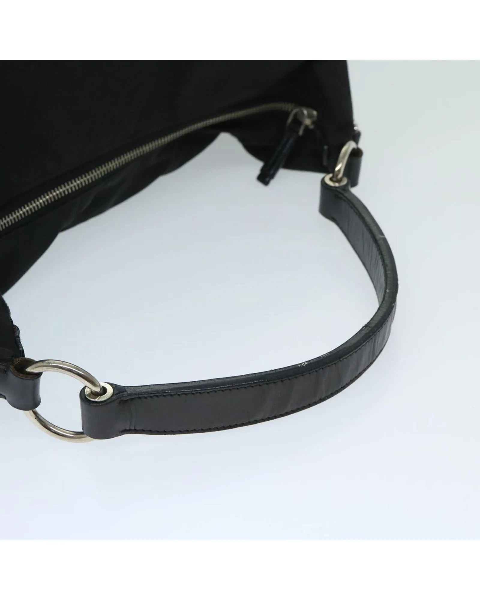 Black Nylon Shoulder Bag with Scratches and Rubbing - Made in Italy