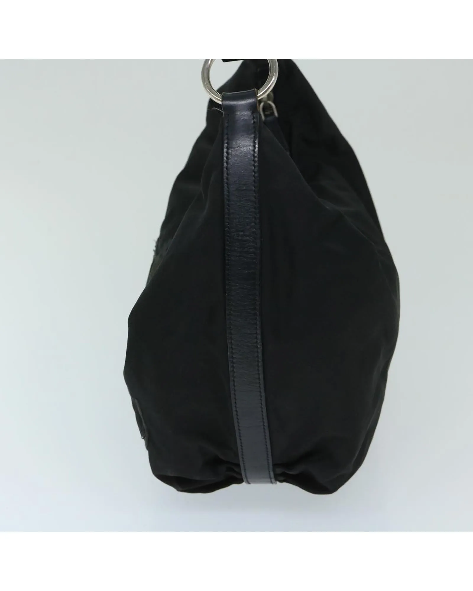 Black Nylon Shoulder Bag with Scratches and Rubbing - Made in Italy