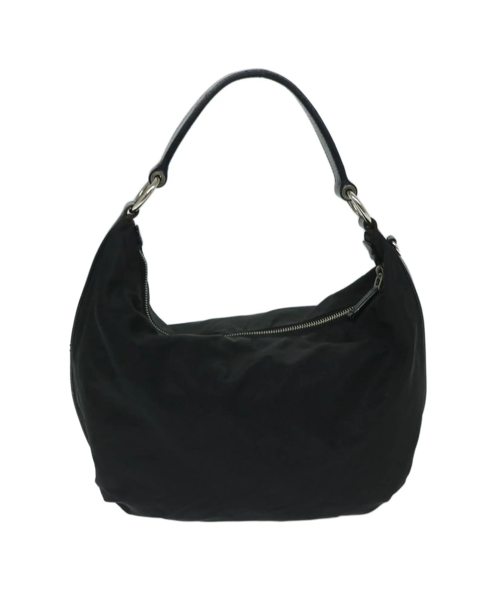 Black Nylon Shoulder Bag with Scratches and Rubbing - Made in Italy