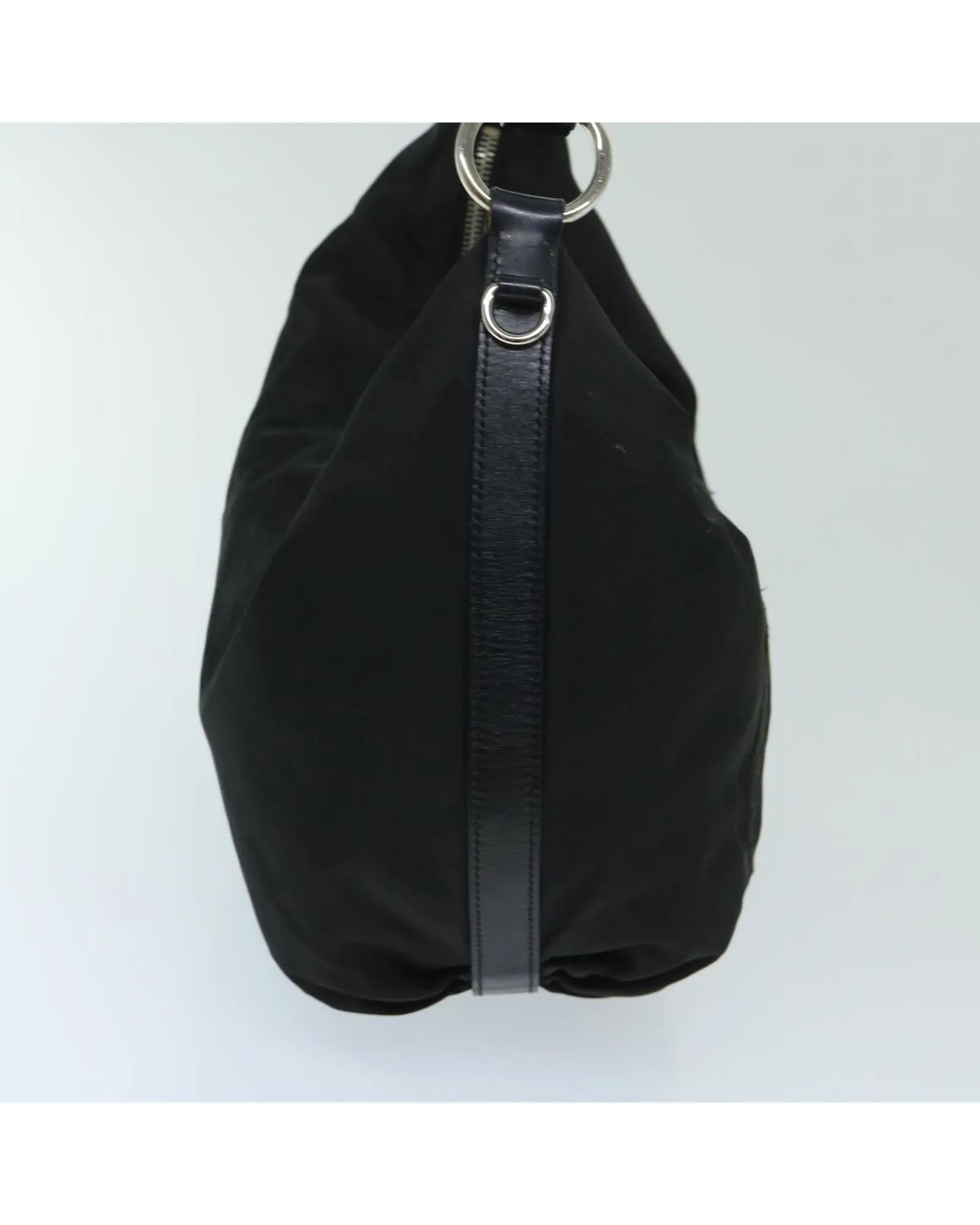 Black Nylon Shoulder Bag with Scratches and Rubbing - Made in Italy