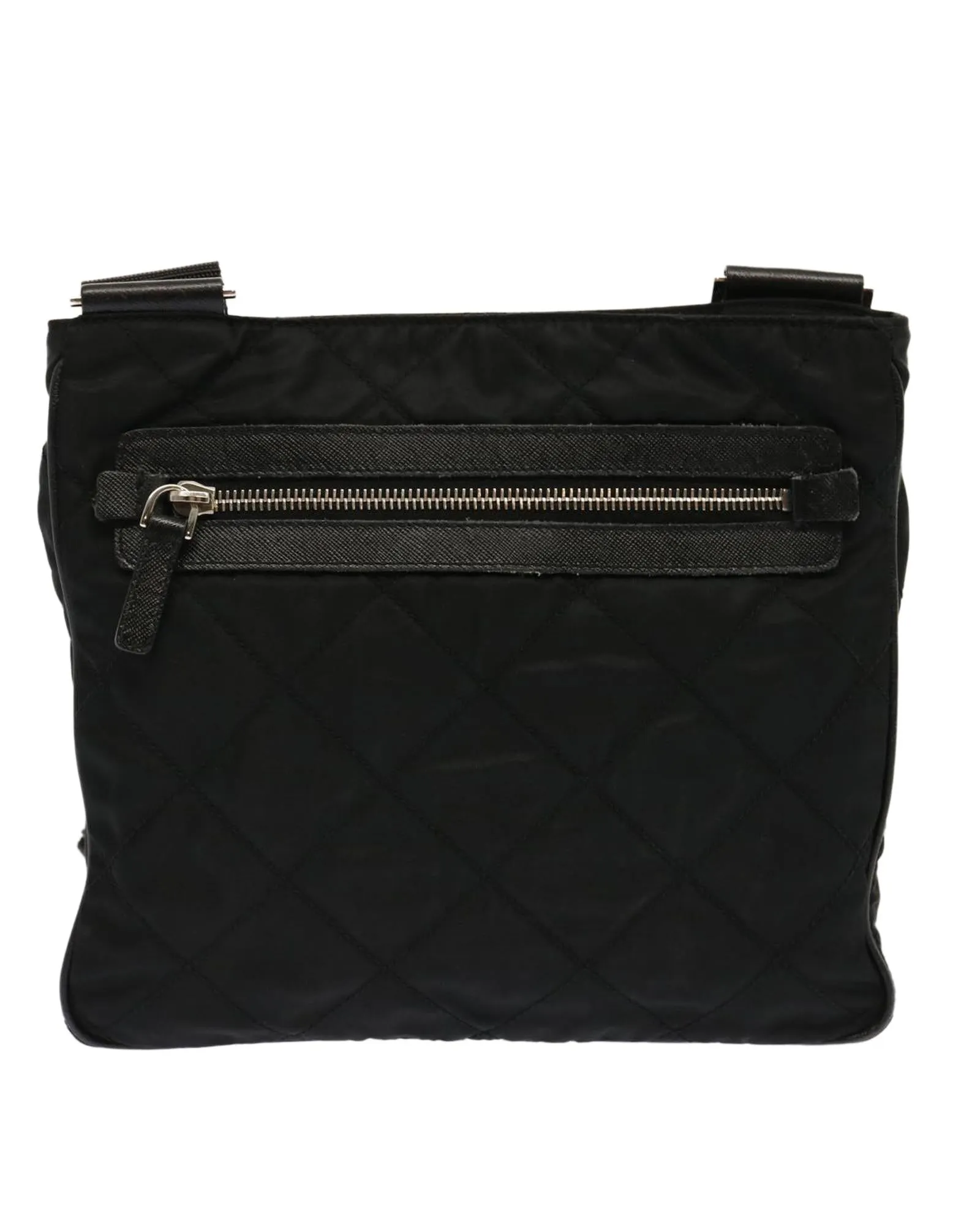 Black Quilted Nylon Shoulder Bag with Adjustable Strap