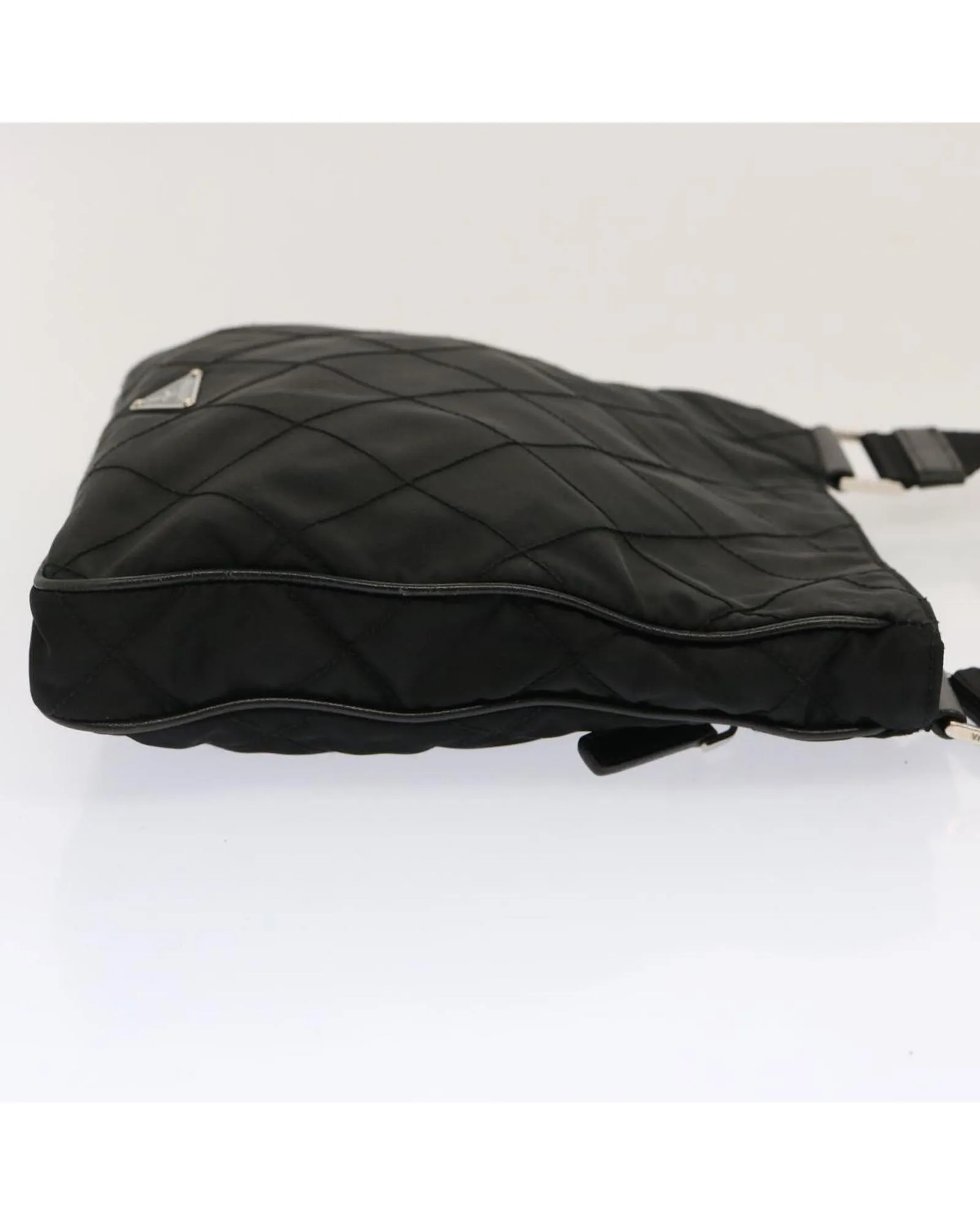 Black Quilted Nylon Shoulder Bag with Adjustable Strap