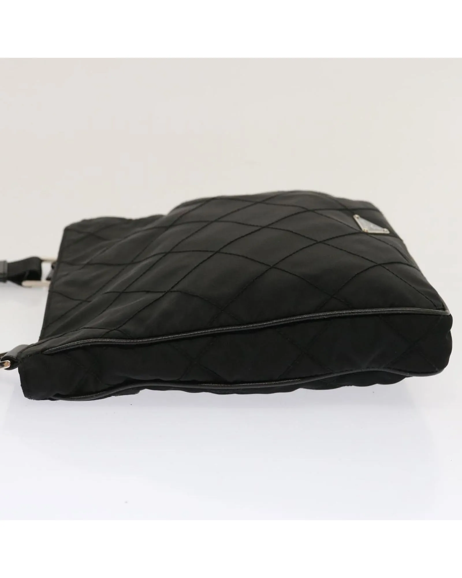 Black Quilted Nylon Shoulder Bag with Adjustable Strap