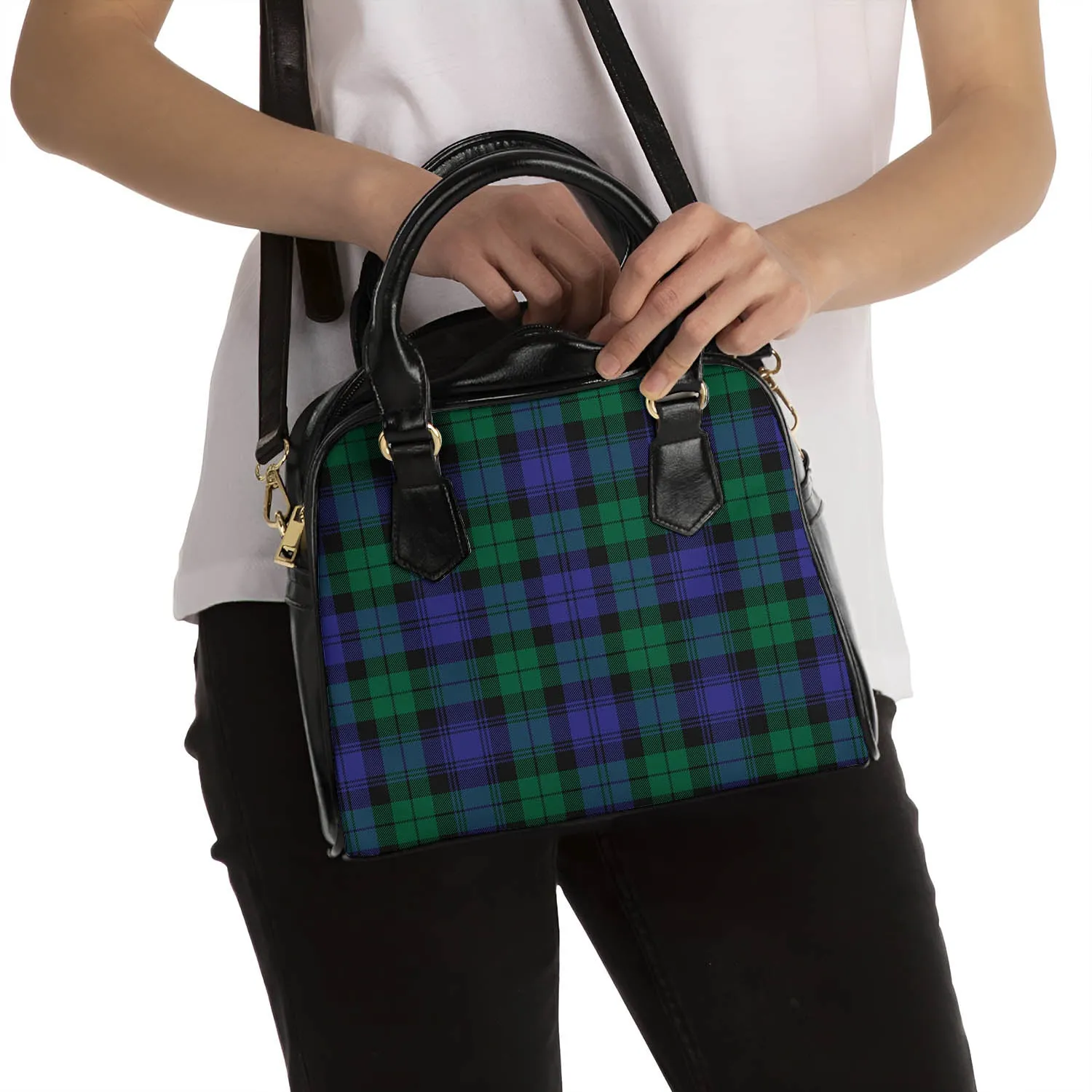 Black Watch Modern Tartan Shoulder Handbags