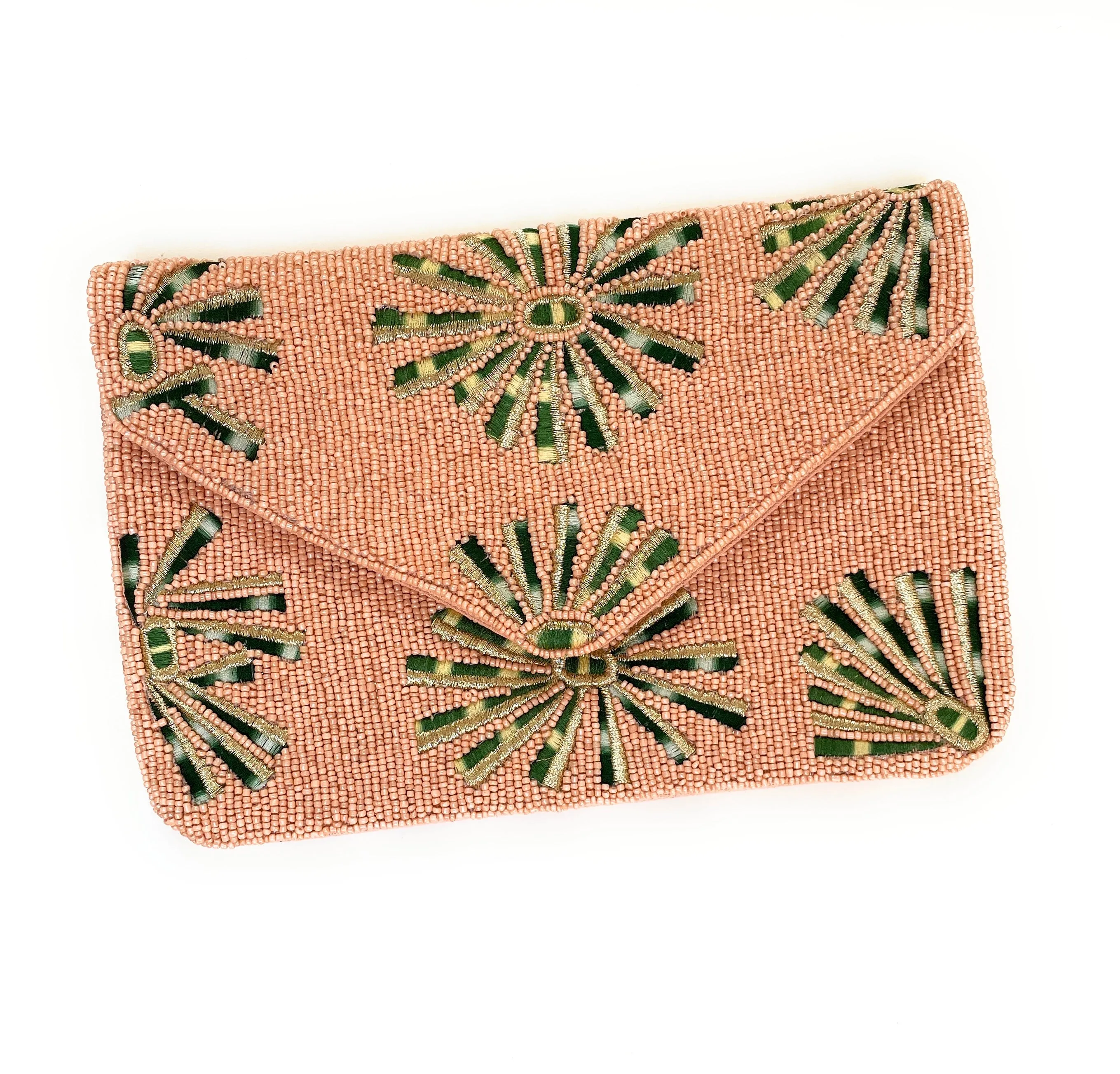 Blush Pink Beaded Clutch Purse