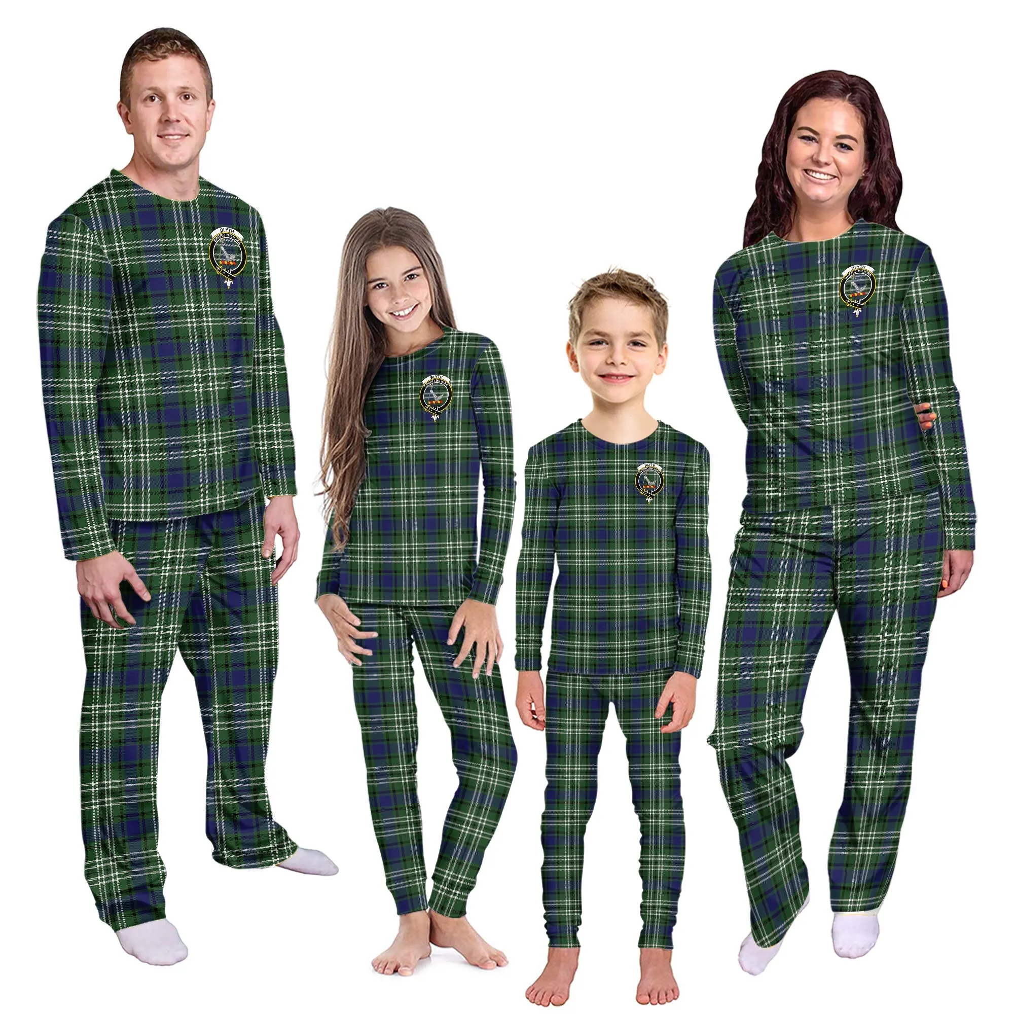 Blyth Tartan Pajamas Family Set with Family Crest