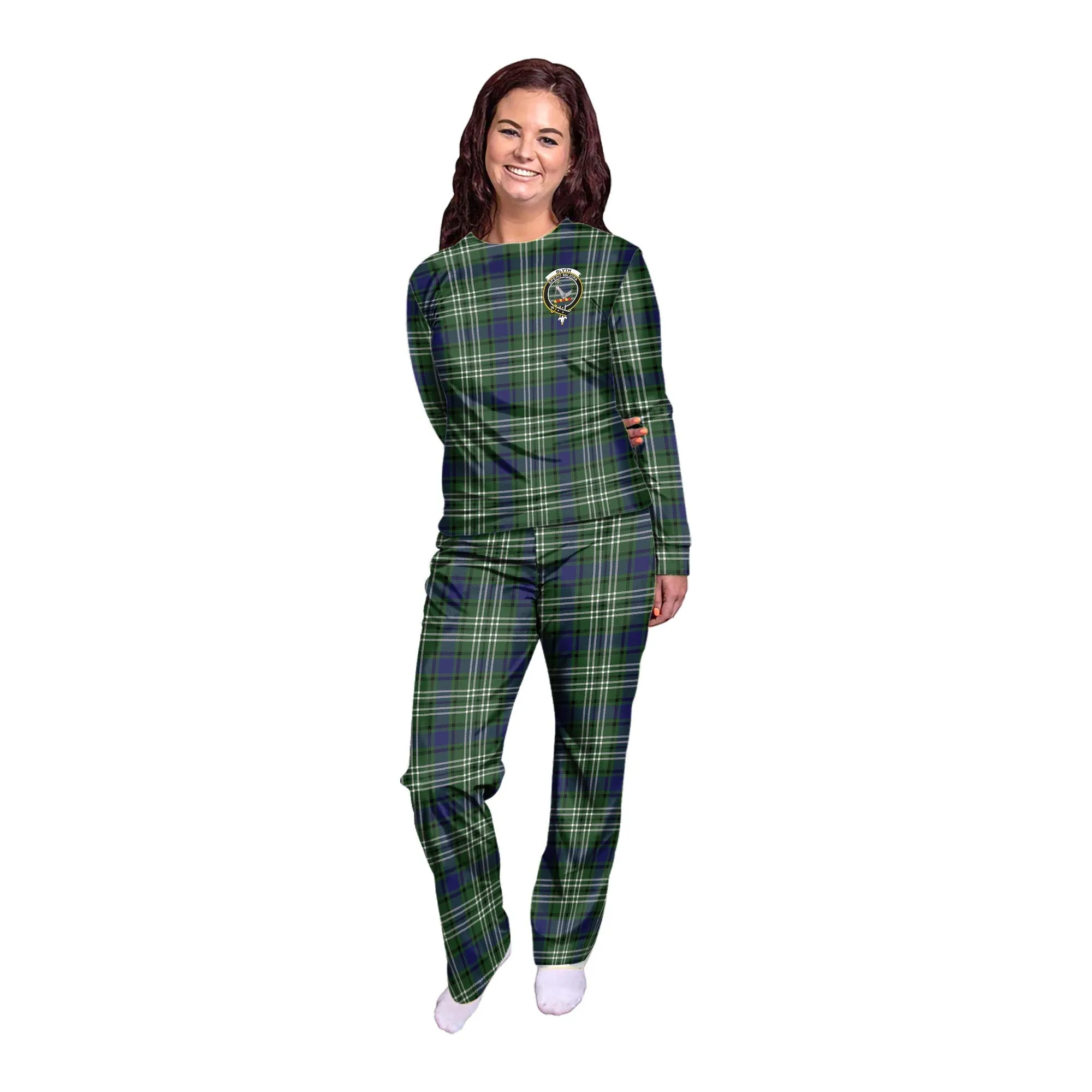 Blyth Tartan Pajamas Family Set with Family Crest