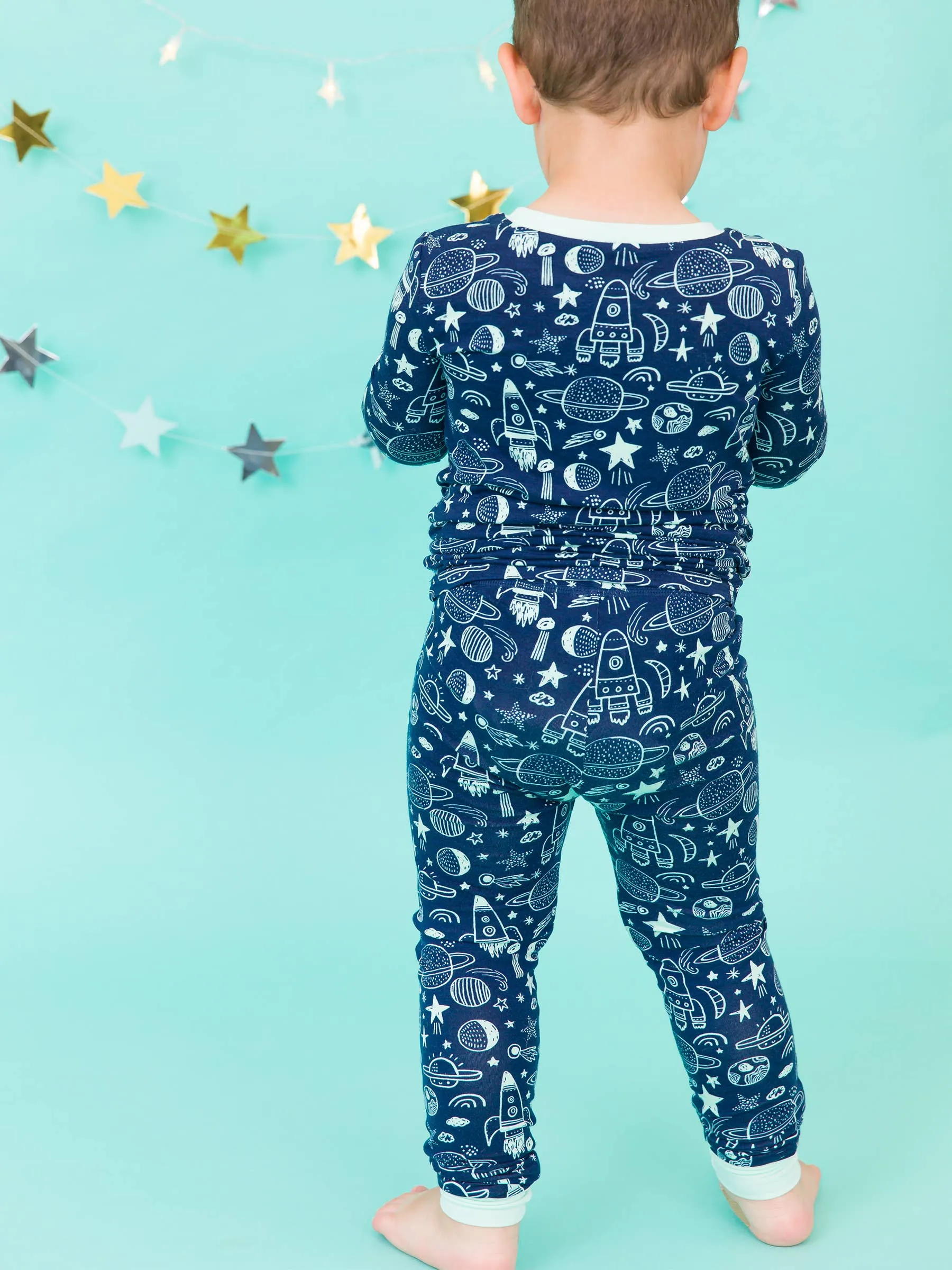 Boys Blast Off Bamboo Viscose Long Sleeve Pajama Set