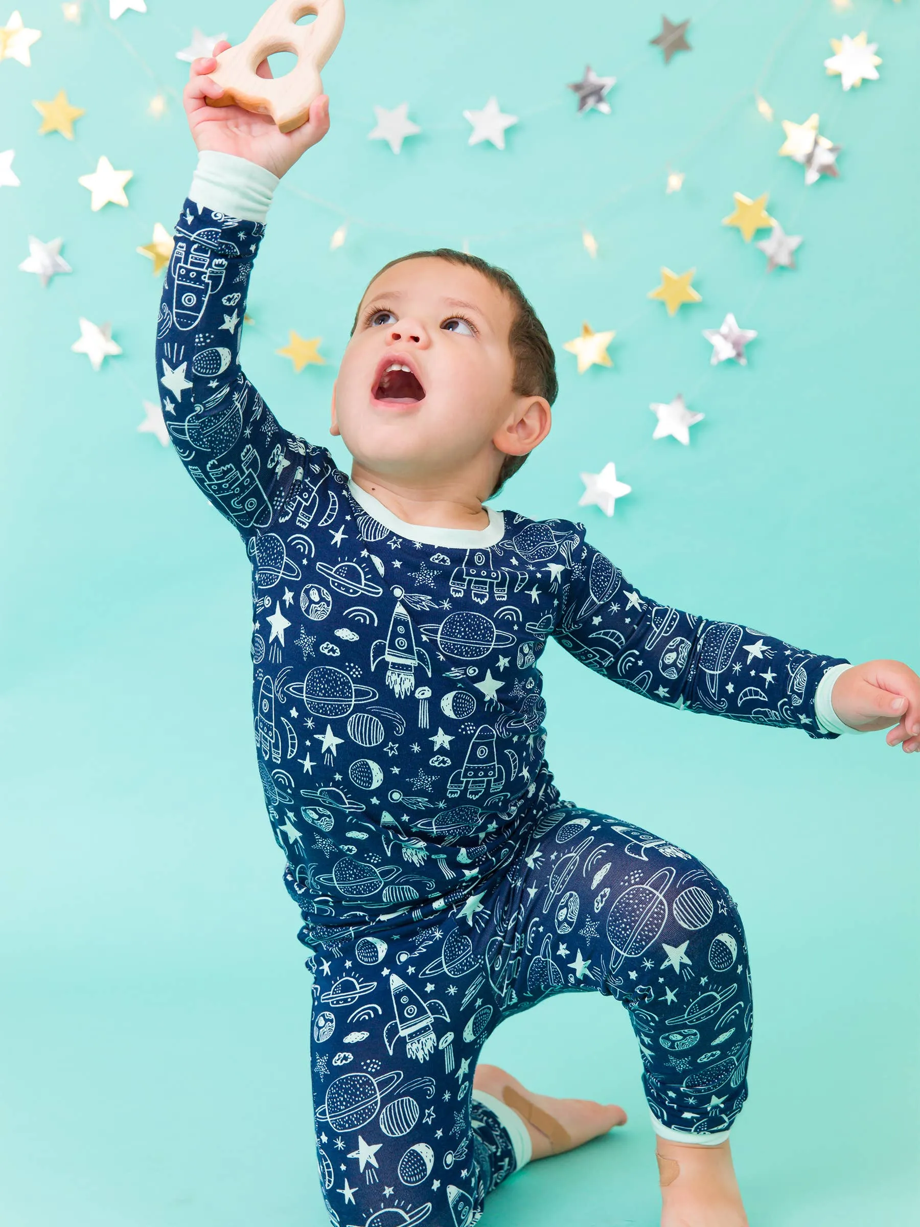 Boys Blast Off Bamboo Viscose Long Sleeve Pajama Set