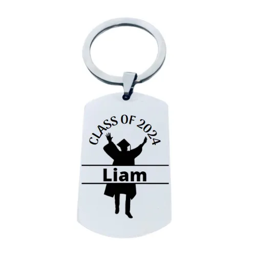 Boys Personalized 2024 Graduation Keychain