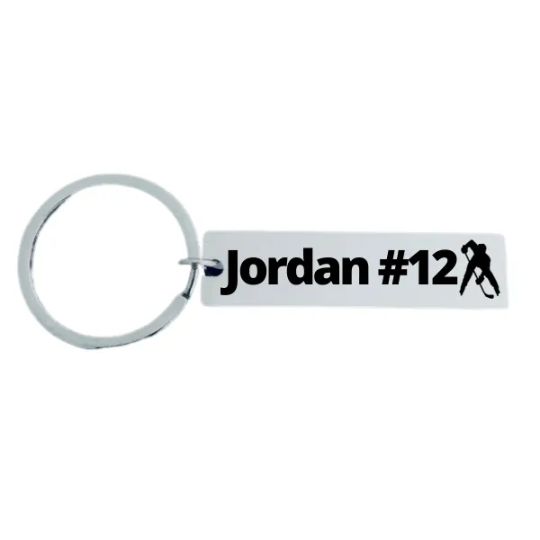 Boys Personalized Ice Hockey Bar Keychain