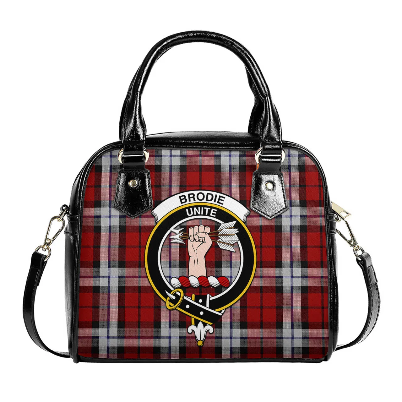 Brodie Dress Tartan Shoulder Handbags with Family Crest