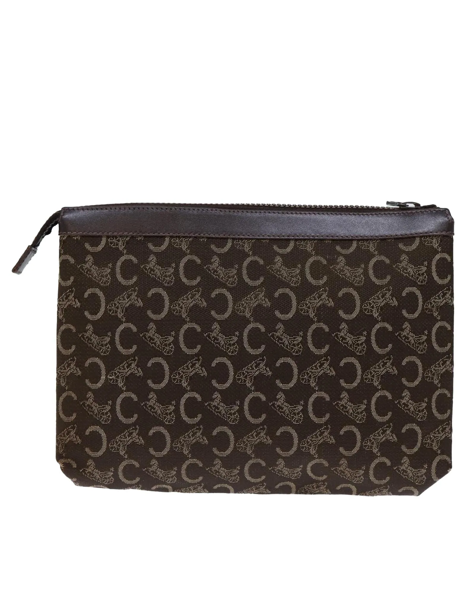 Brown Macadam Canvas Clutch Bag with Accessory