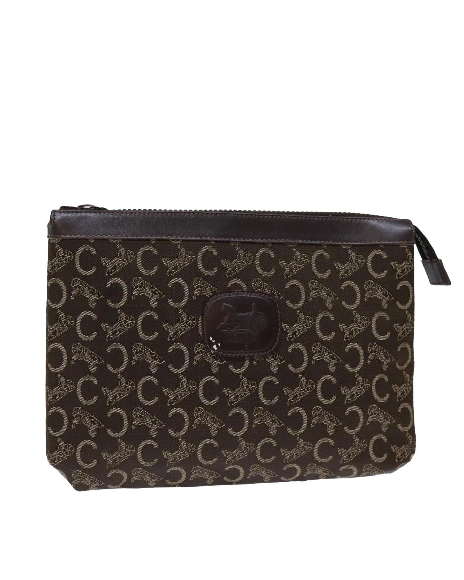 Brown Macadam Canvas Clutch Bag with Accessory