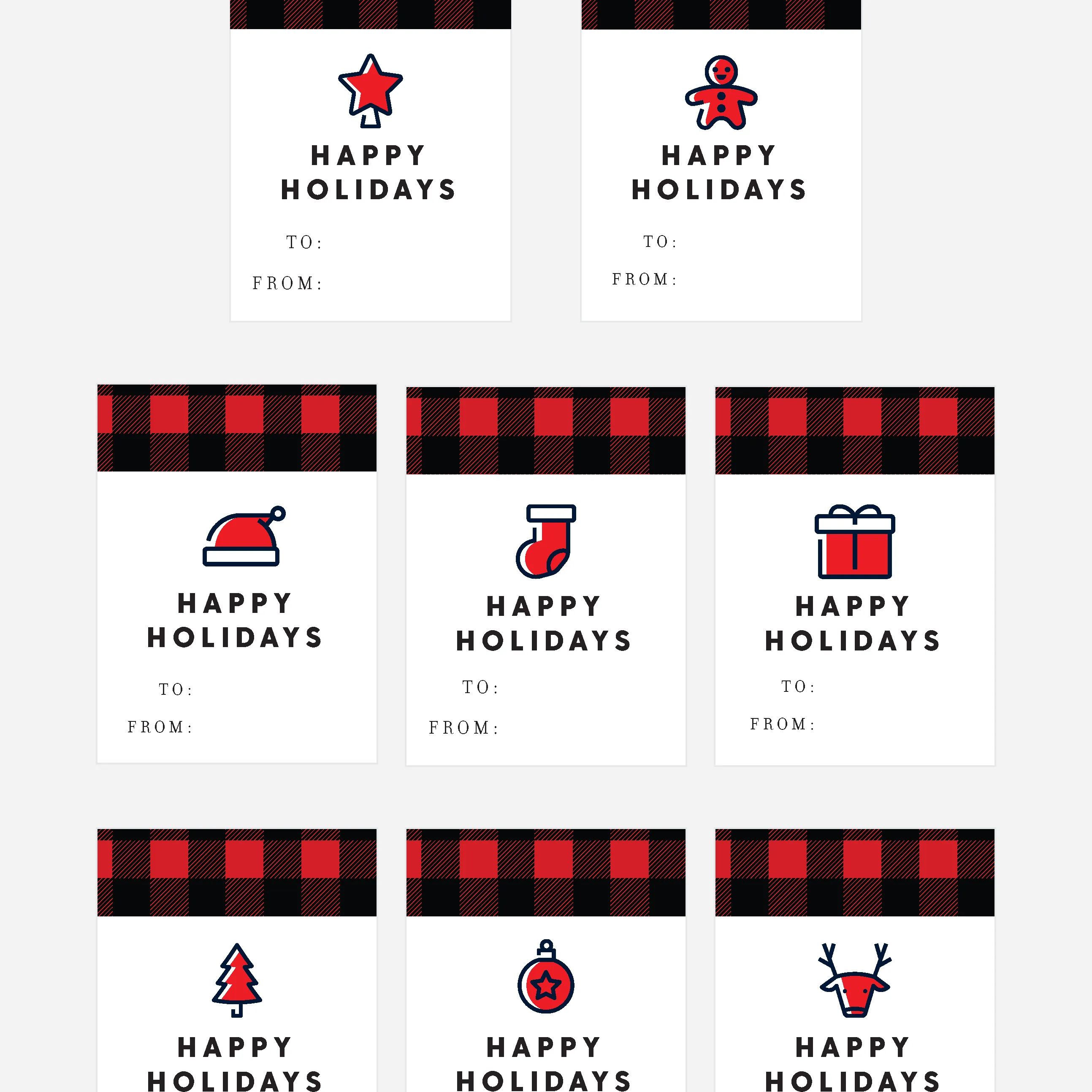 Buffalo Check Holiday Gift Wrapping Stickers