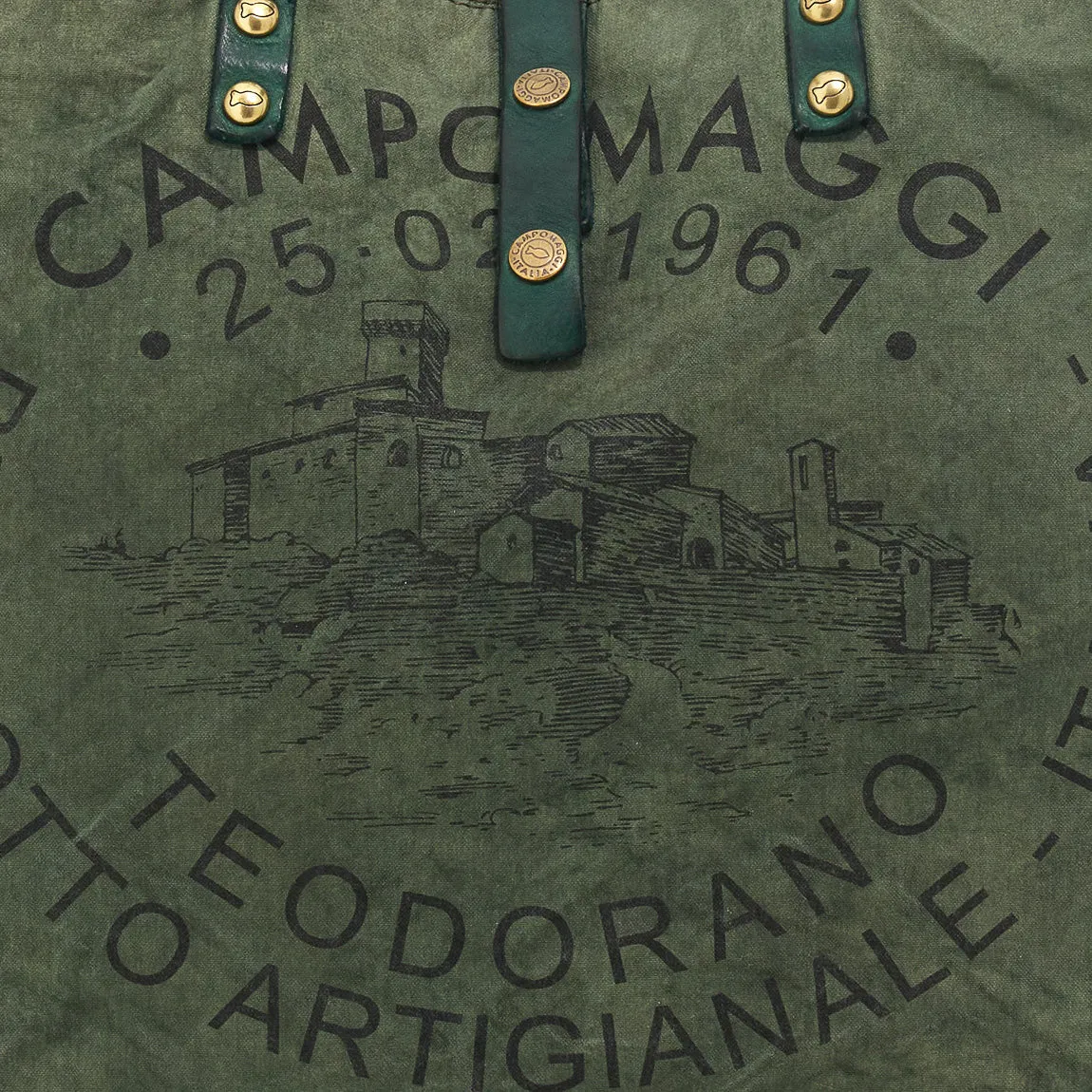 Campomaggi - Canvas Shopping bag - Beige   Bottle Green