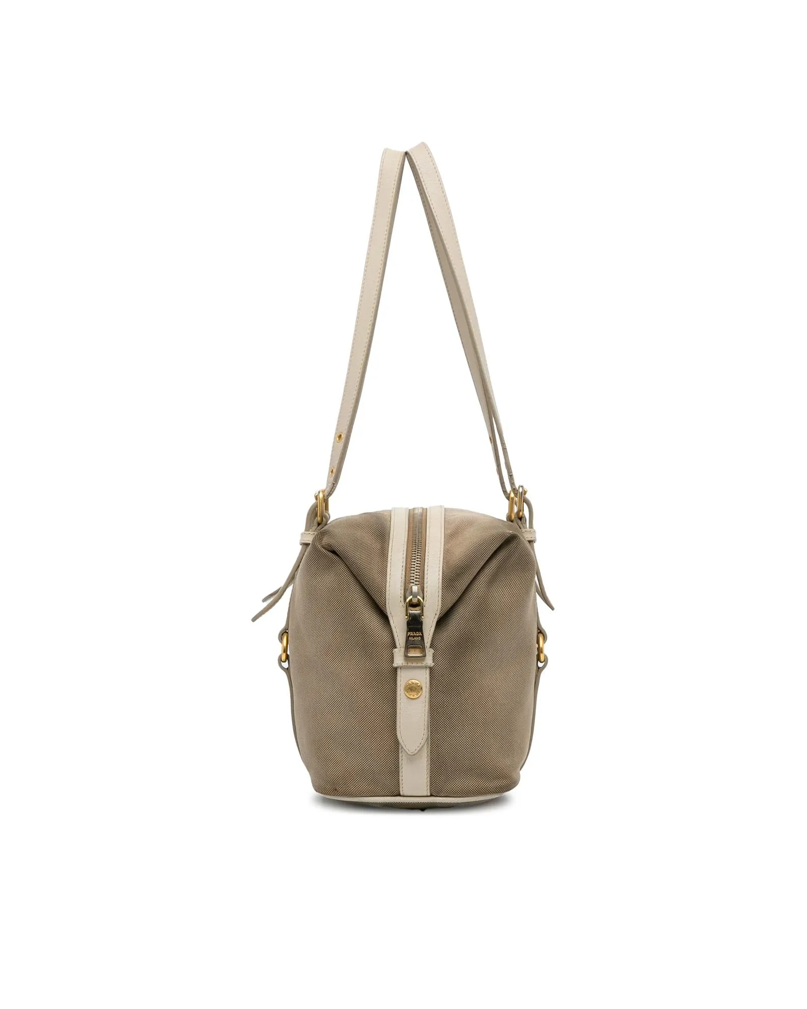 Canvas Shoulder Bag with Zip Closure