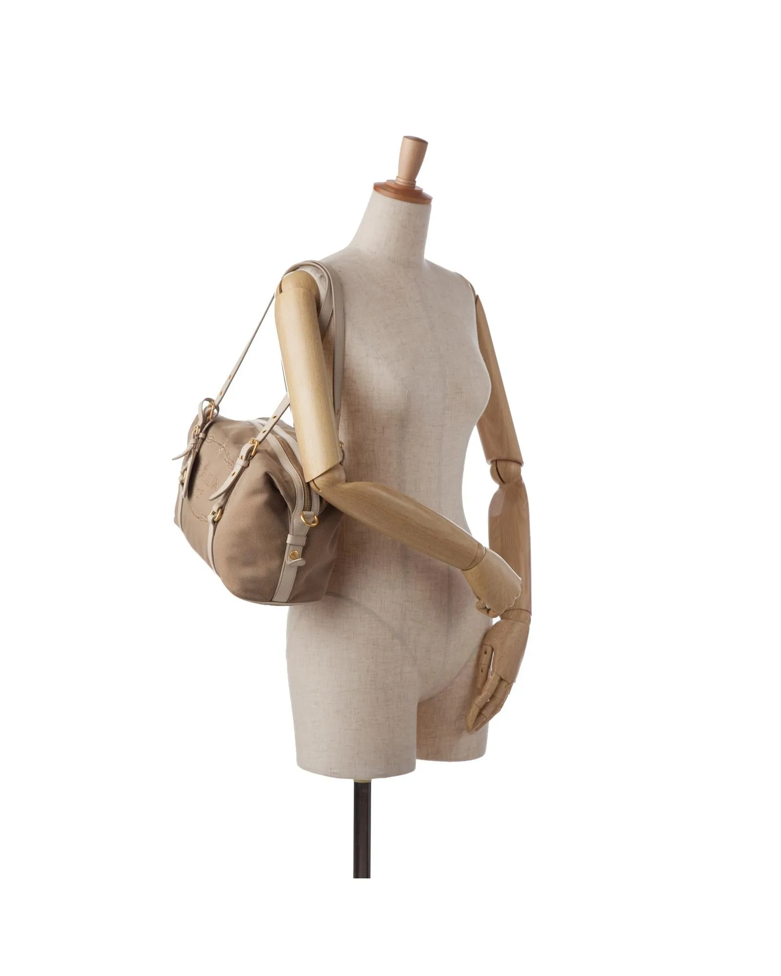 Canvas Shoulder Bag with Zip Closure