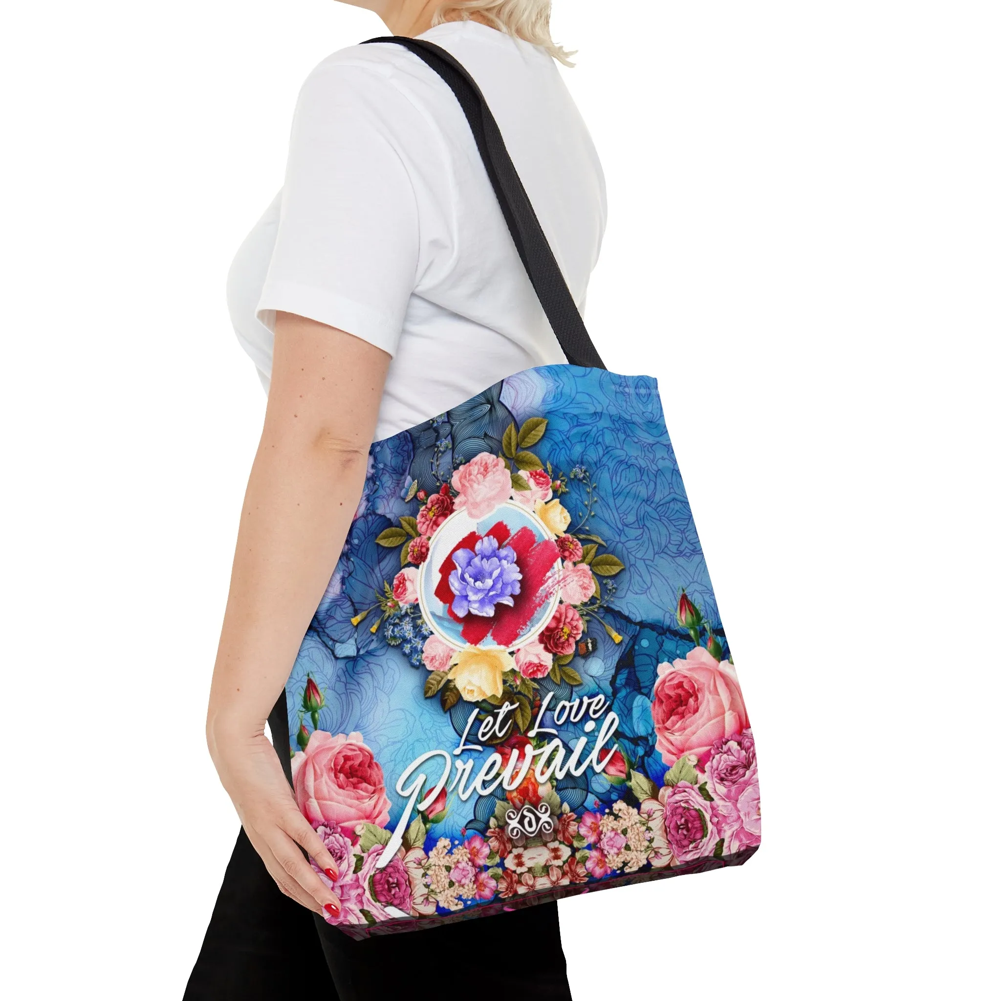 Carry Love Everywhere in This Floral Tote Bag Sustainable Canvas Beach Bag Blue Floral Handbag | LLP01