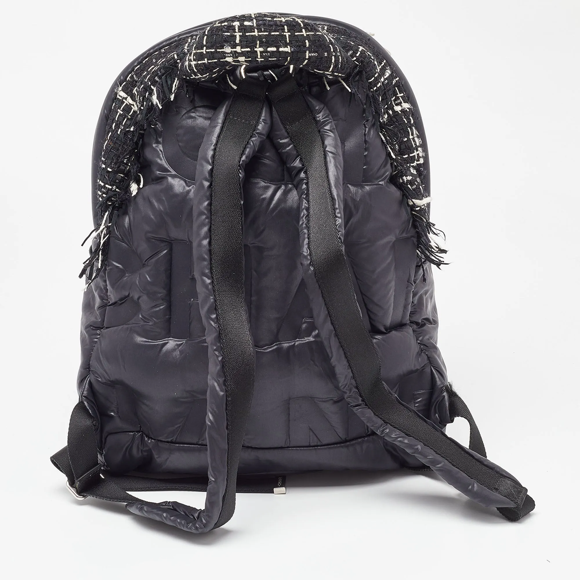 CHANEL Black Nylon and Tweed Doudoune Backpack