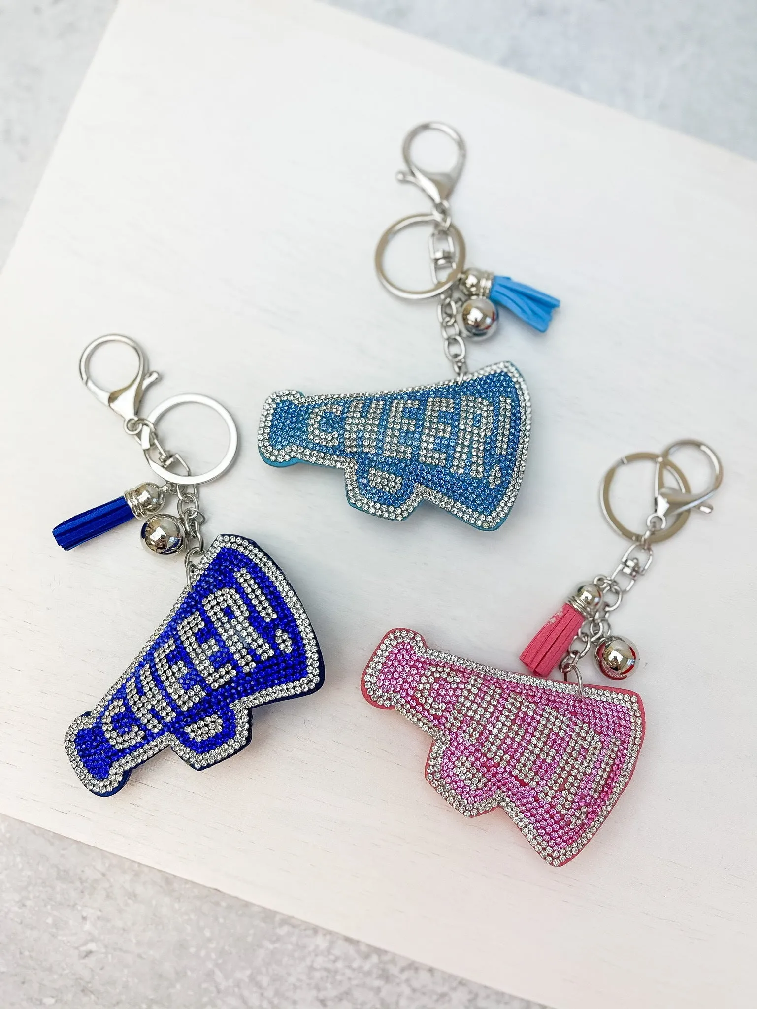 'Cheer' Megaphone Glitzy Key Chains