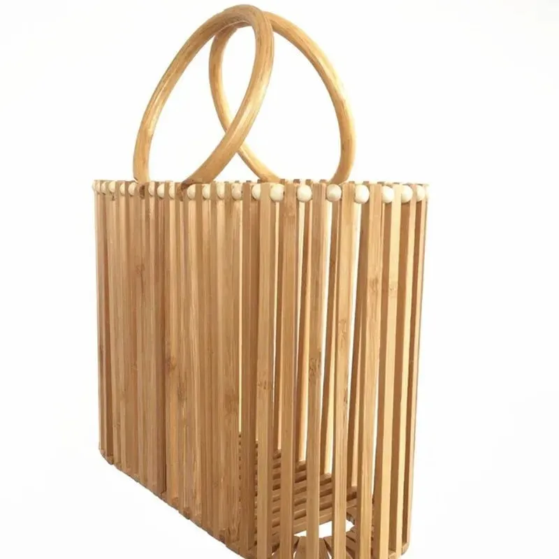 Chic Bamboo Handbag - Eco-Friendly Summer Beach Bag