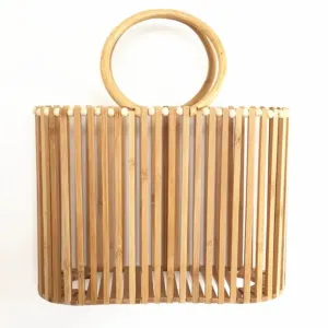 Chic Bamboo Handbag - Eco-Friendly Summer Beach Bag